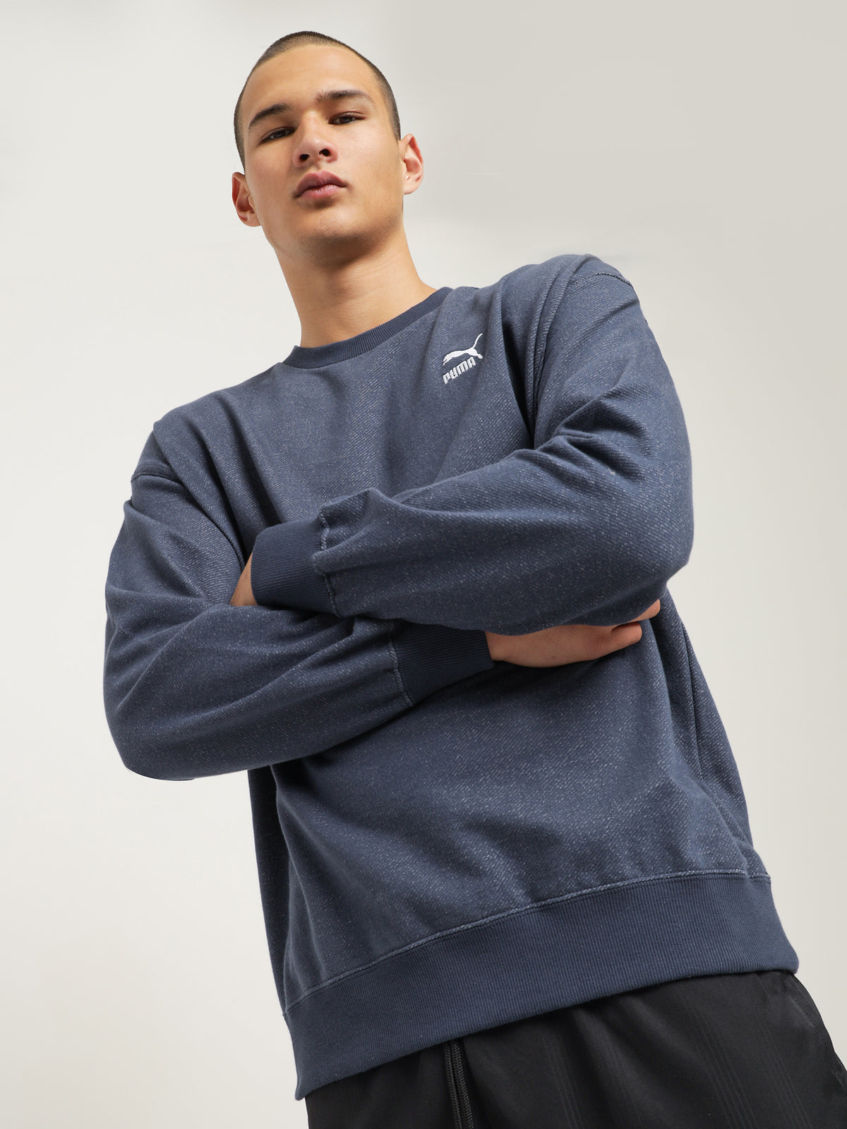 Puma Classic Denim Crew Fleece in Indigo | Indigo