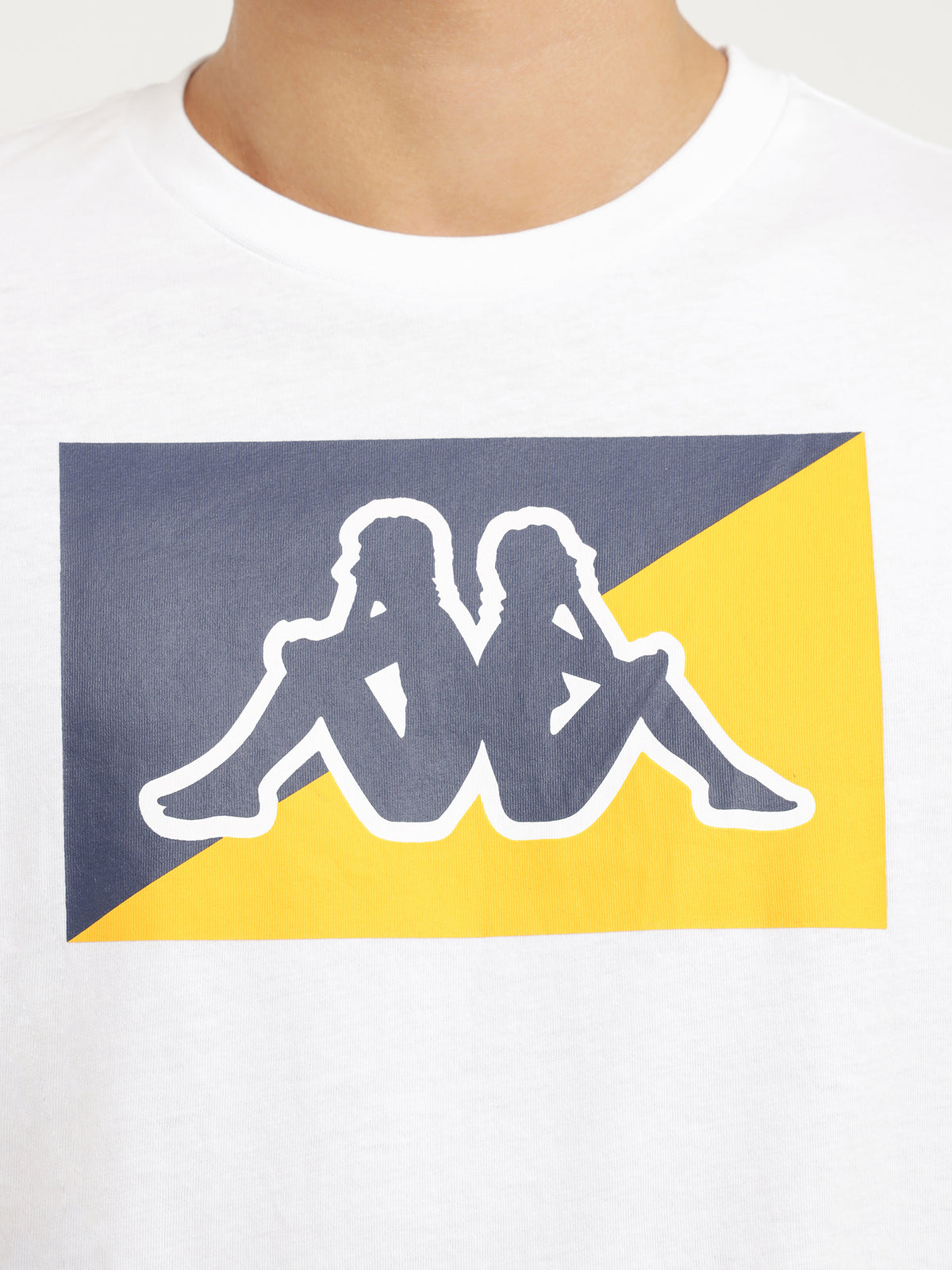 Kappa Logo Bard T-Shirt in White | A03 White - Blue Marine - Yellow Gold Fusion