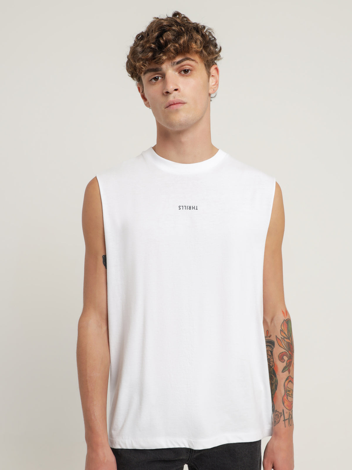 Thrills Minimal Merch Fit Muscle Top in White | White