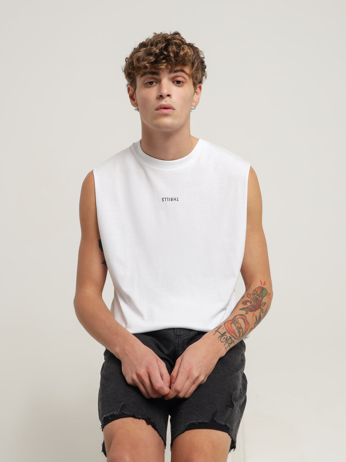 Thrills Minimal Merch Fit Muscle Top in White | White