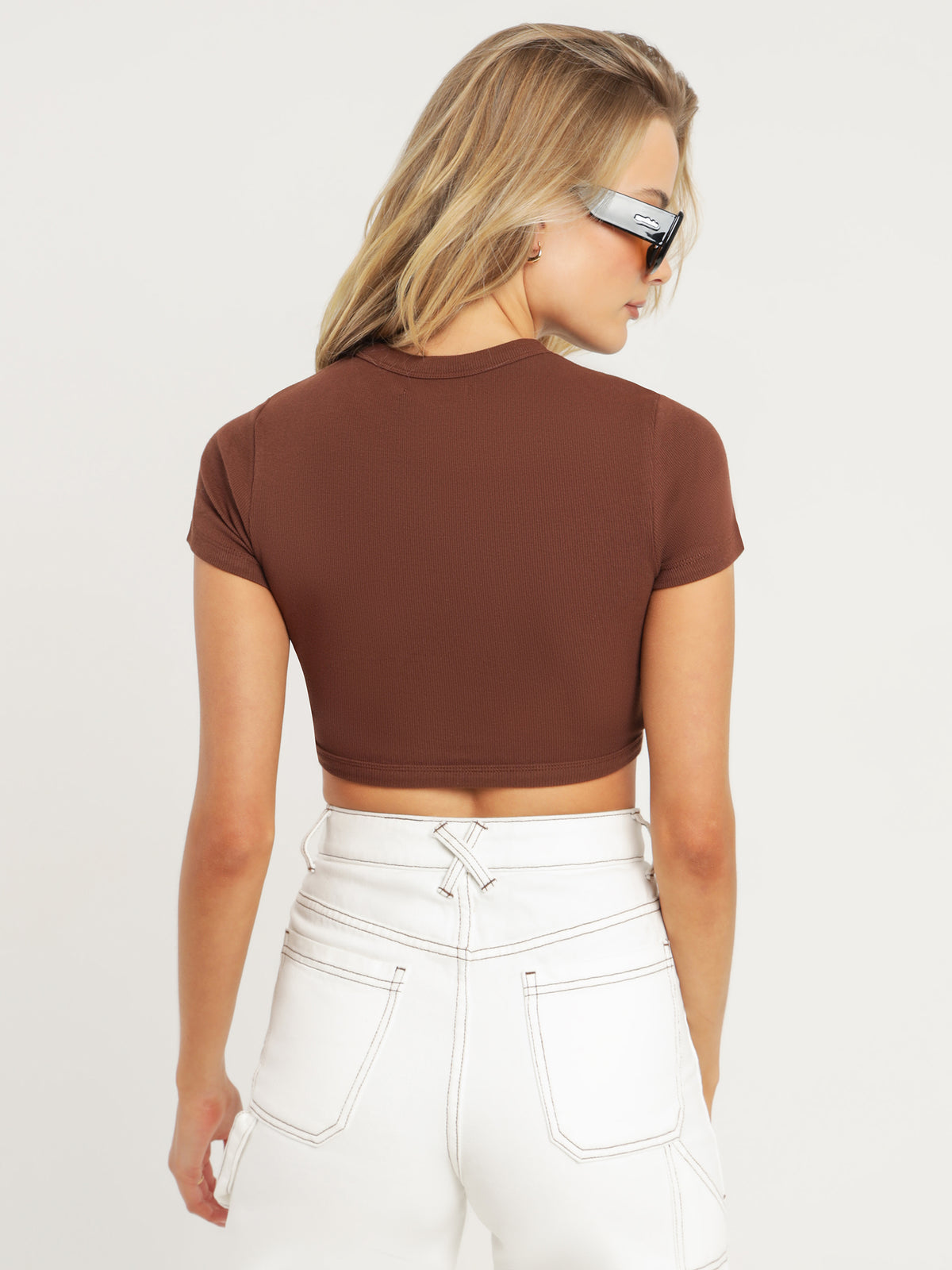 Beyond Her Camille Ultra Crop Top in Chocolate | Chocolate