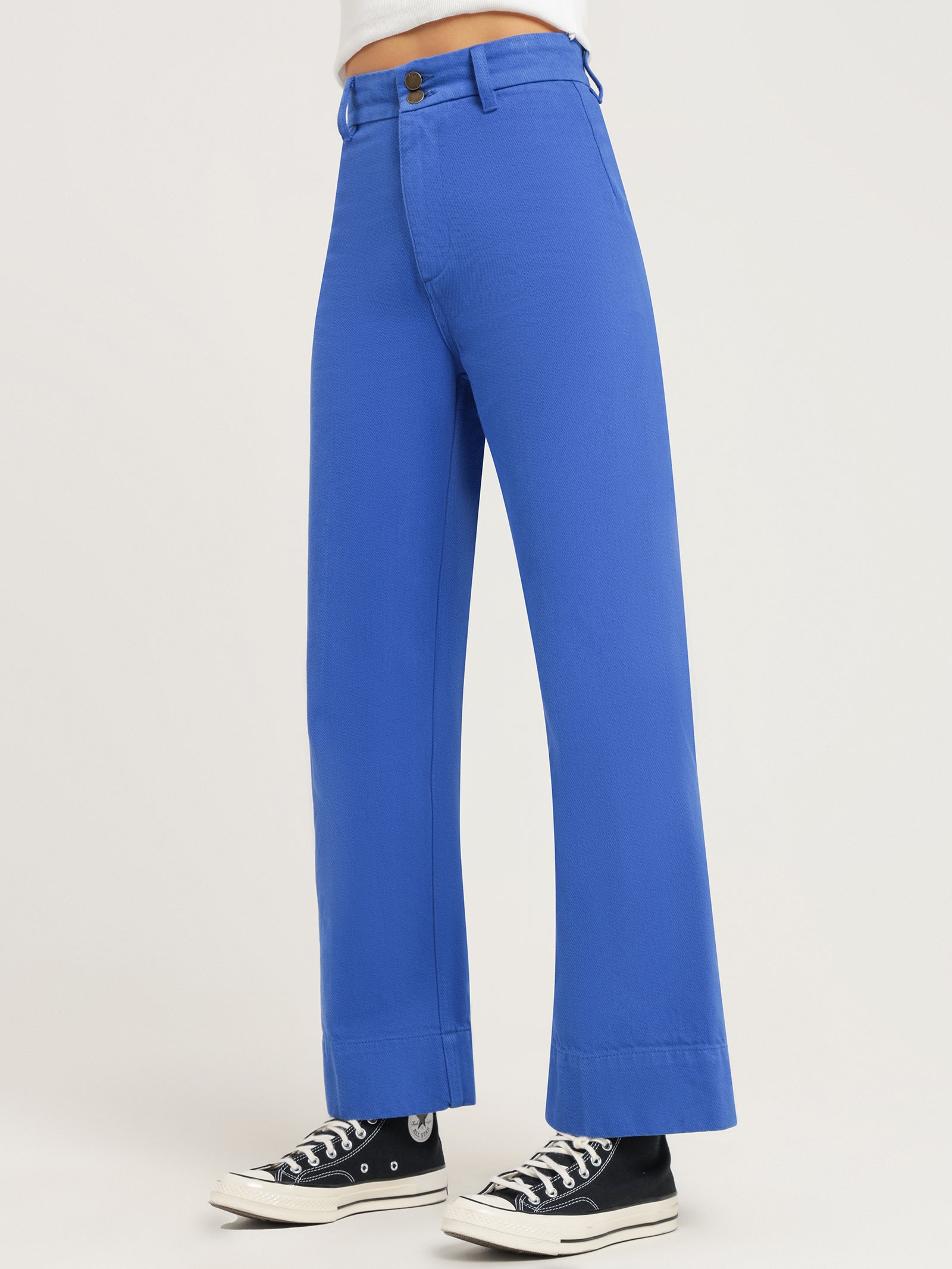 WIDE LEG CHINO PANTS - Blue