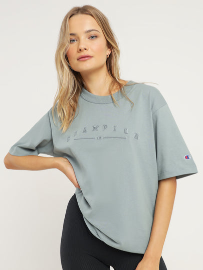 Heritage 2k Oversized Short Sleeve T-Shirt in Sage Shimmer Green