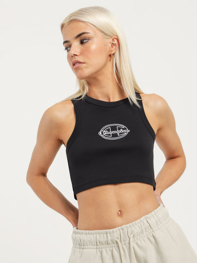 HT 90s Crop Rib Tank in Black