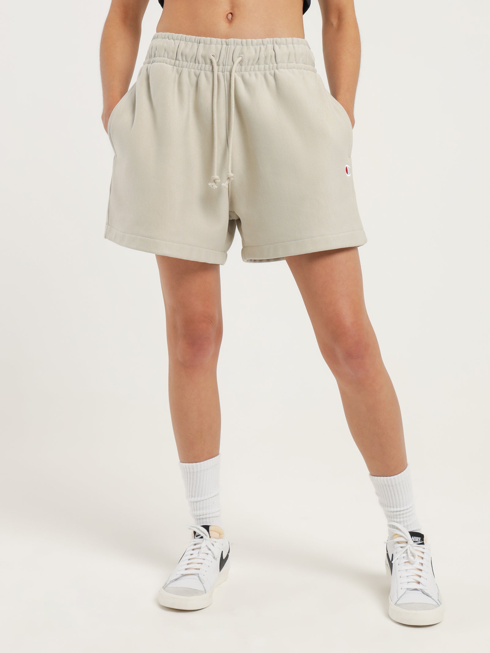 Reverse Weave Terry Shorts in Pebblestone CSI