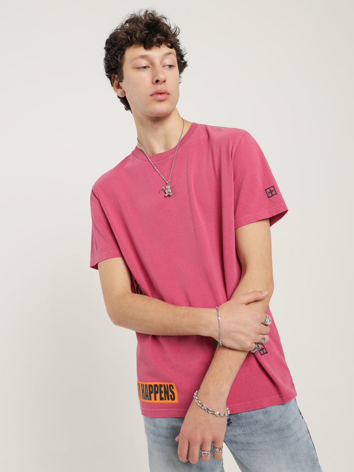 Ksubi Collective Kash Short Sleeve T-Shirt in Pink | Pink