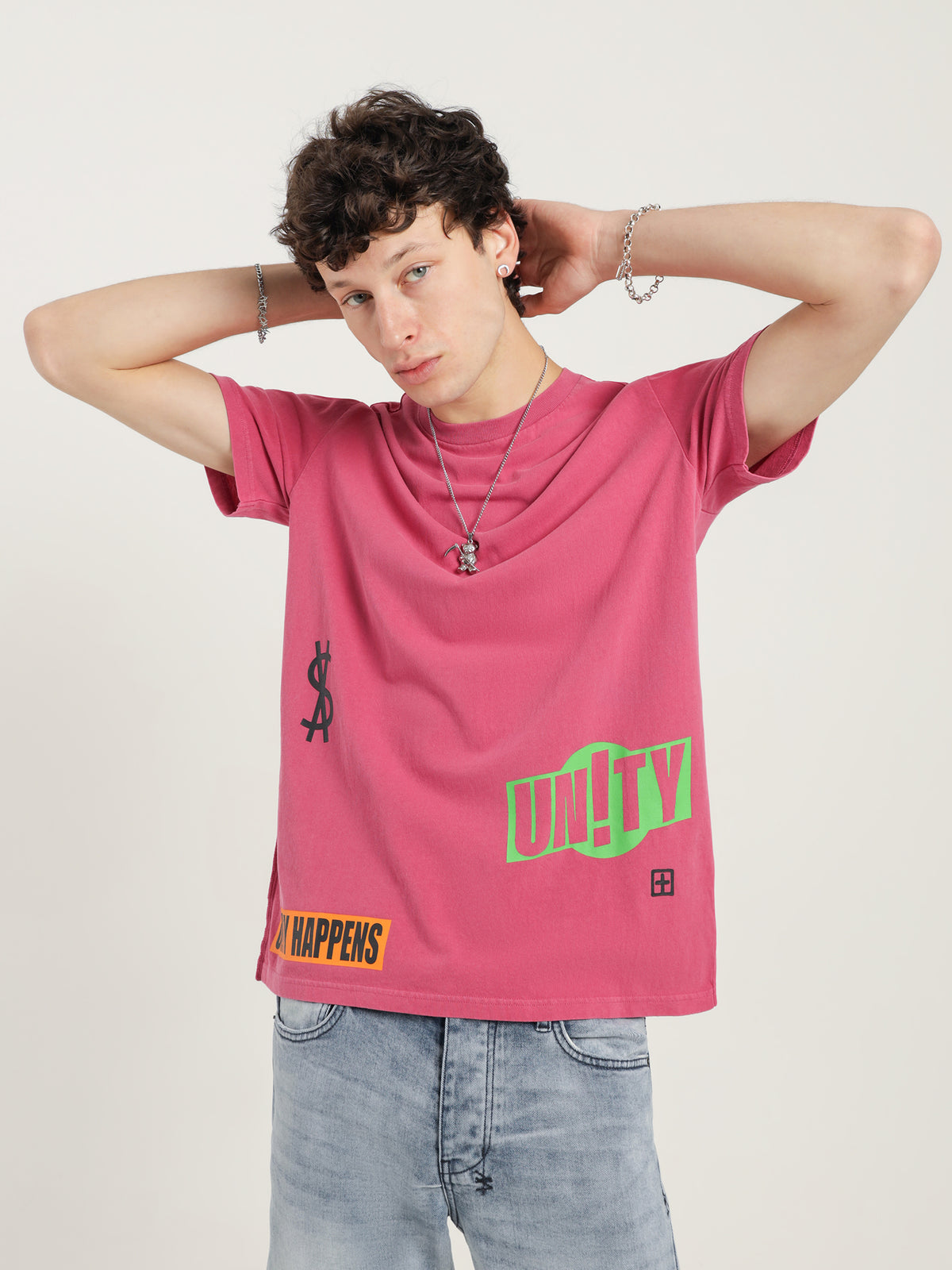 Ksubi Collective Kash Short Sleeve T-Shirt in Pink | Pink