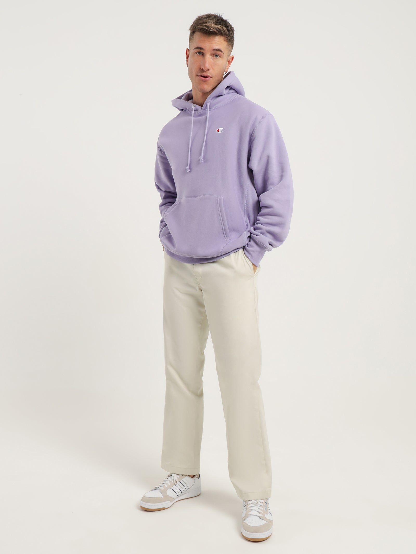 Reverse Weave C Logo Hoodie in Lavender