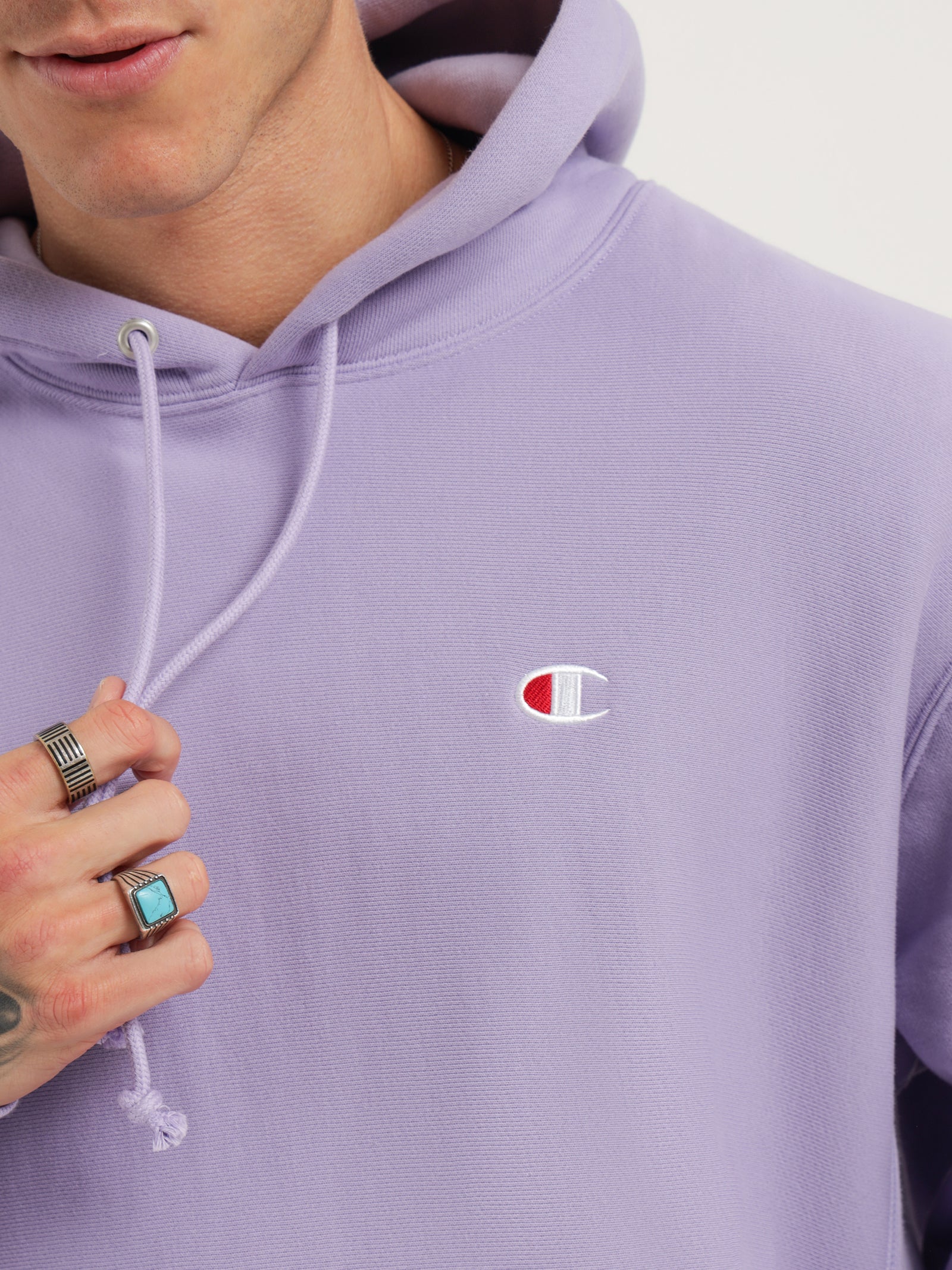 Reverse Weave C Logo Hoodie in Lavender