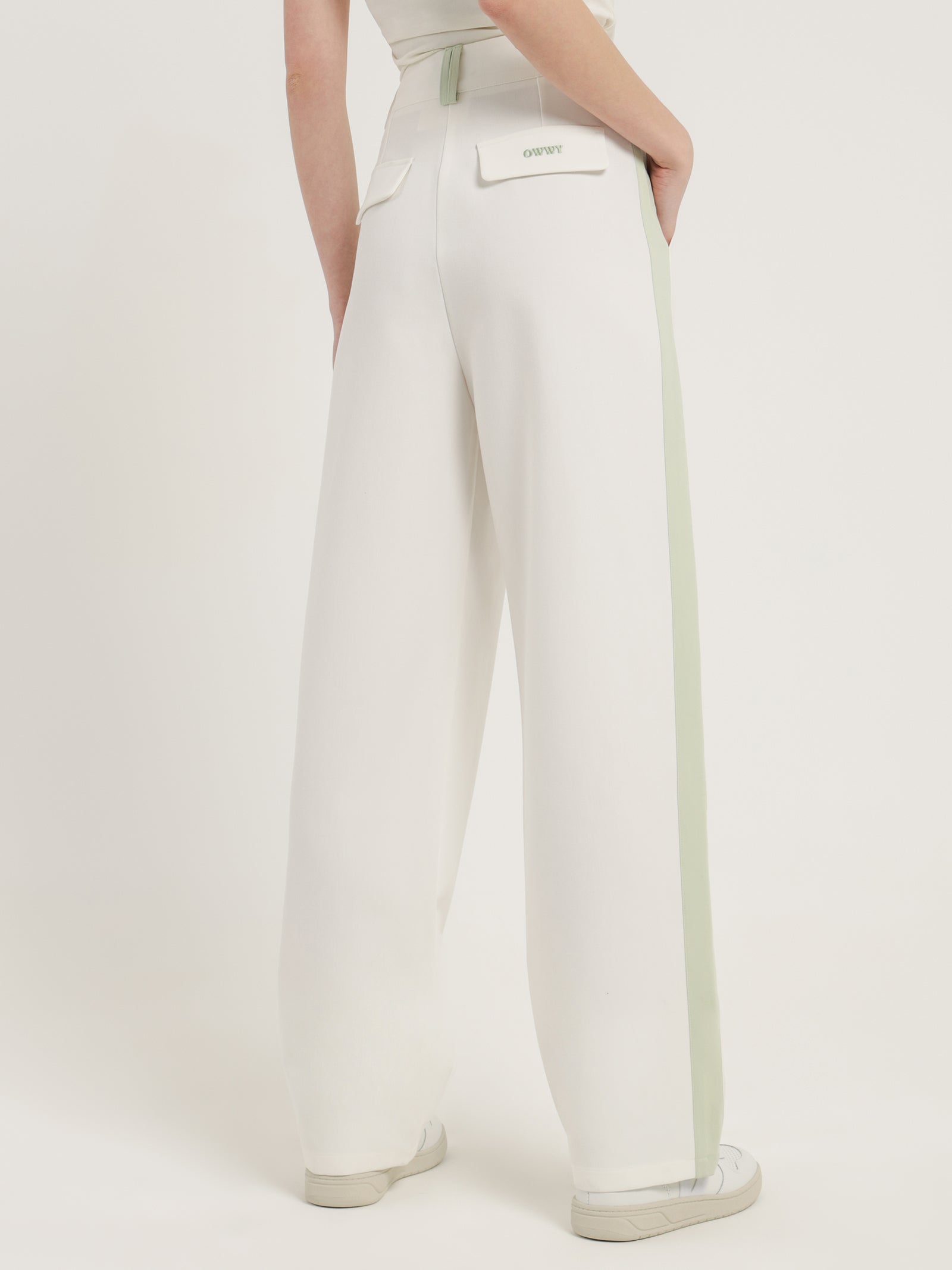 Kirby Tailored Pants in White & Spearmint Green