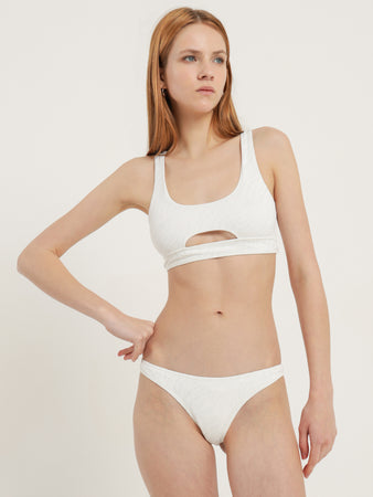 Cut Out Crop Bikini Top in Off White - Glue Store