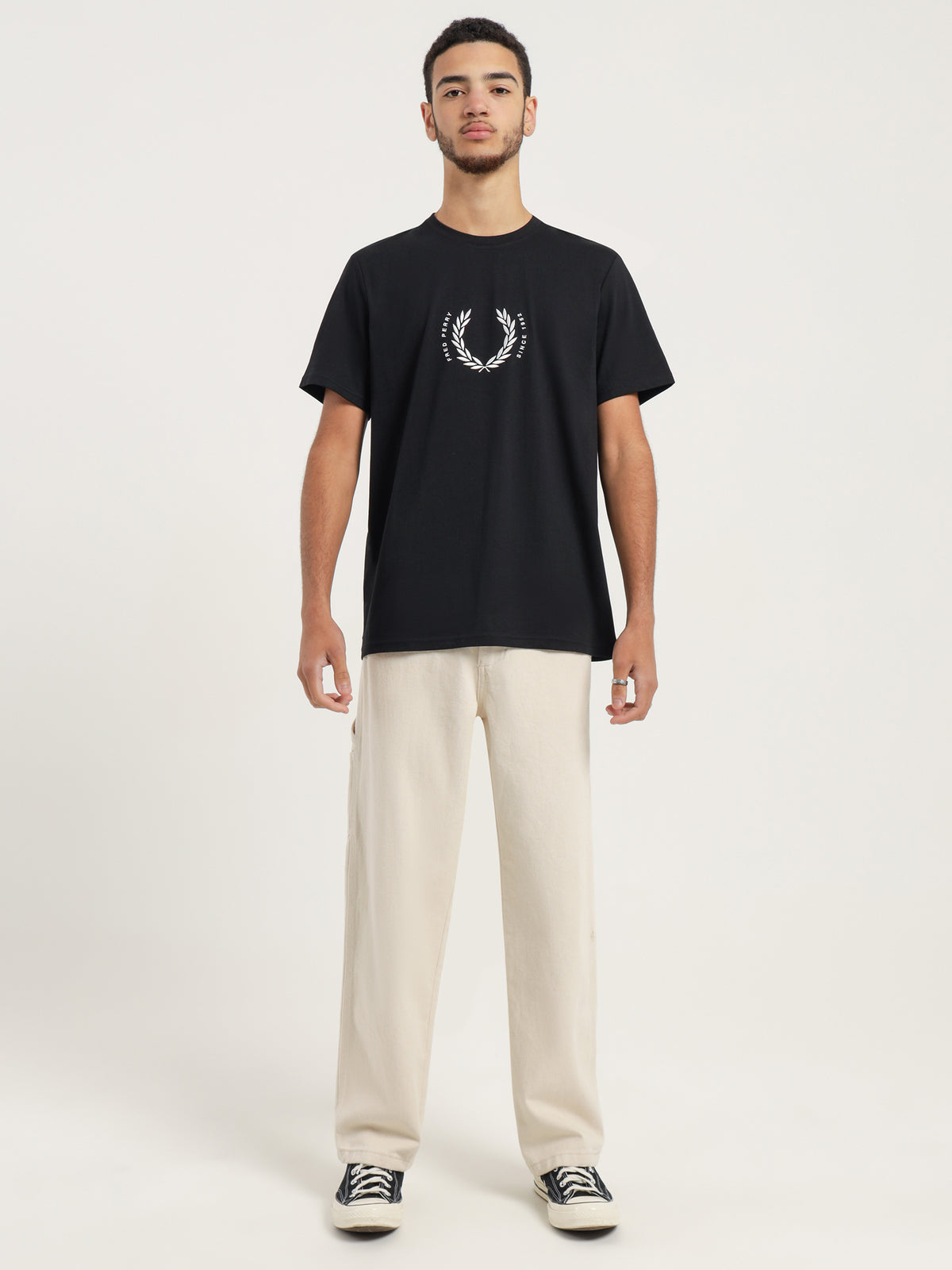 Fred Perry Circle Branding T-Shirt in Black | Black