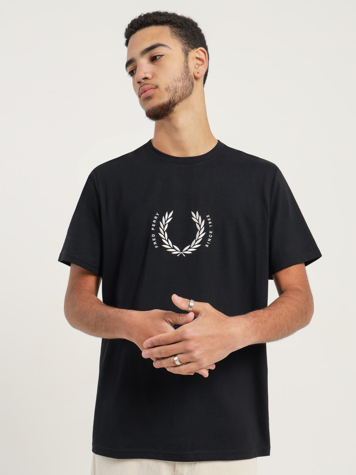 Fred Perry Circle Branding T-Shirt in Black | Black