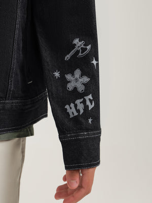 Vans x Stranger Things Hellfire Club Jean Jacket in Black - Glue Store