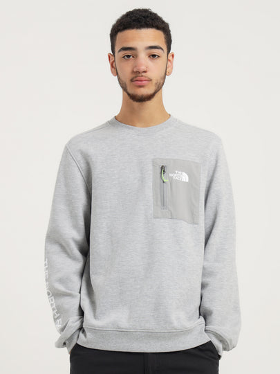 Tech Crew Neck Sweatshirt in Light Grey