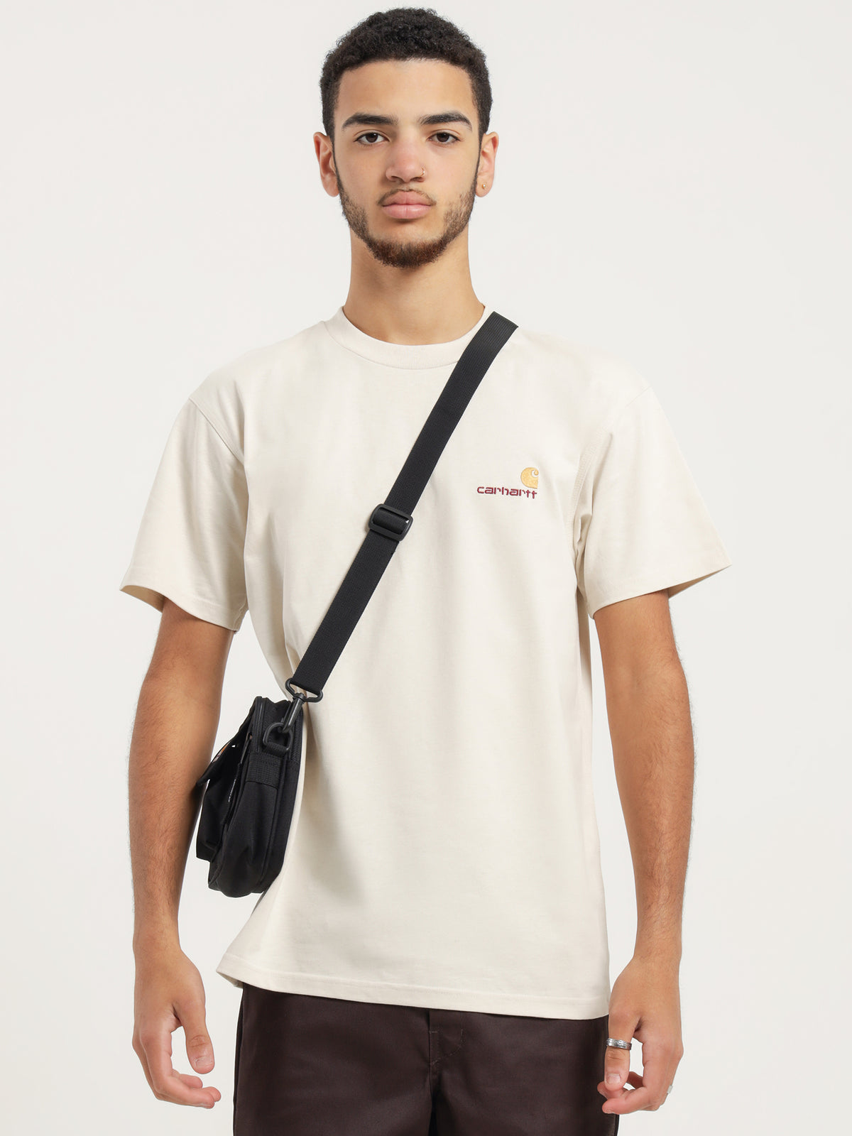 Carhartt Wip Short Sleeve American Script T-Shirt in Natural | Natural