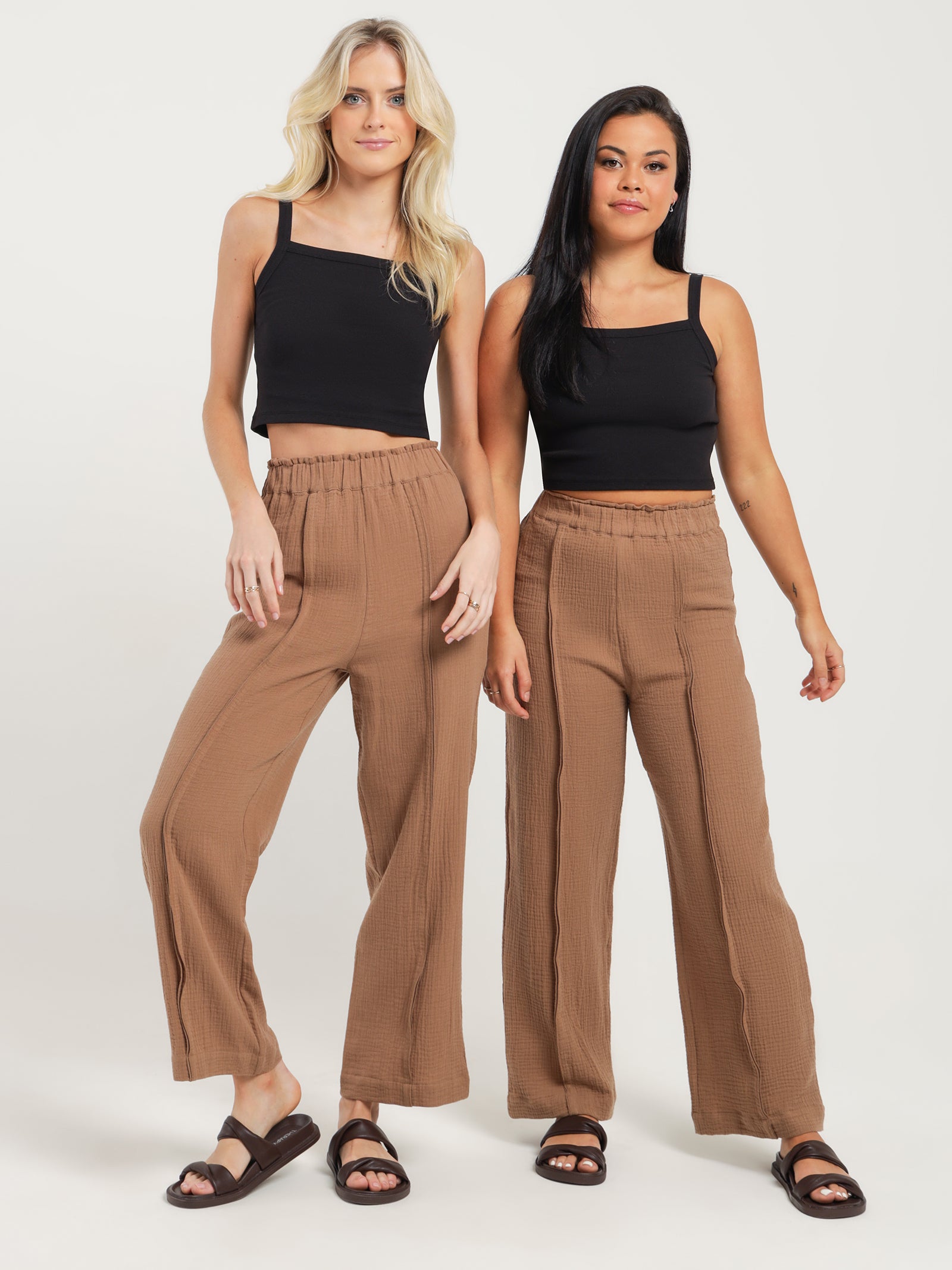 Quinn Seam Front Pants in Latte Brown