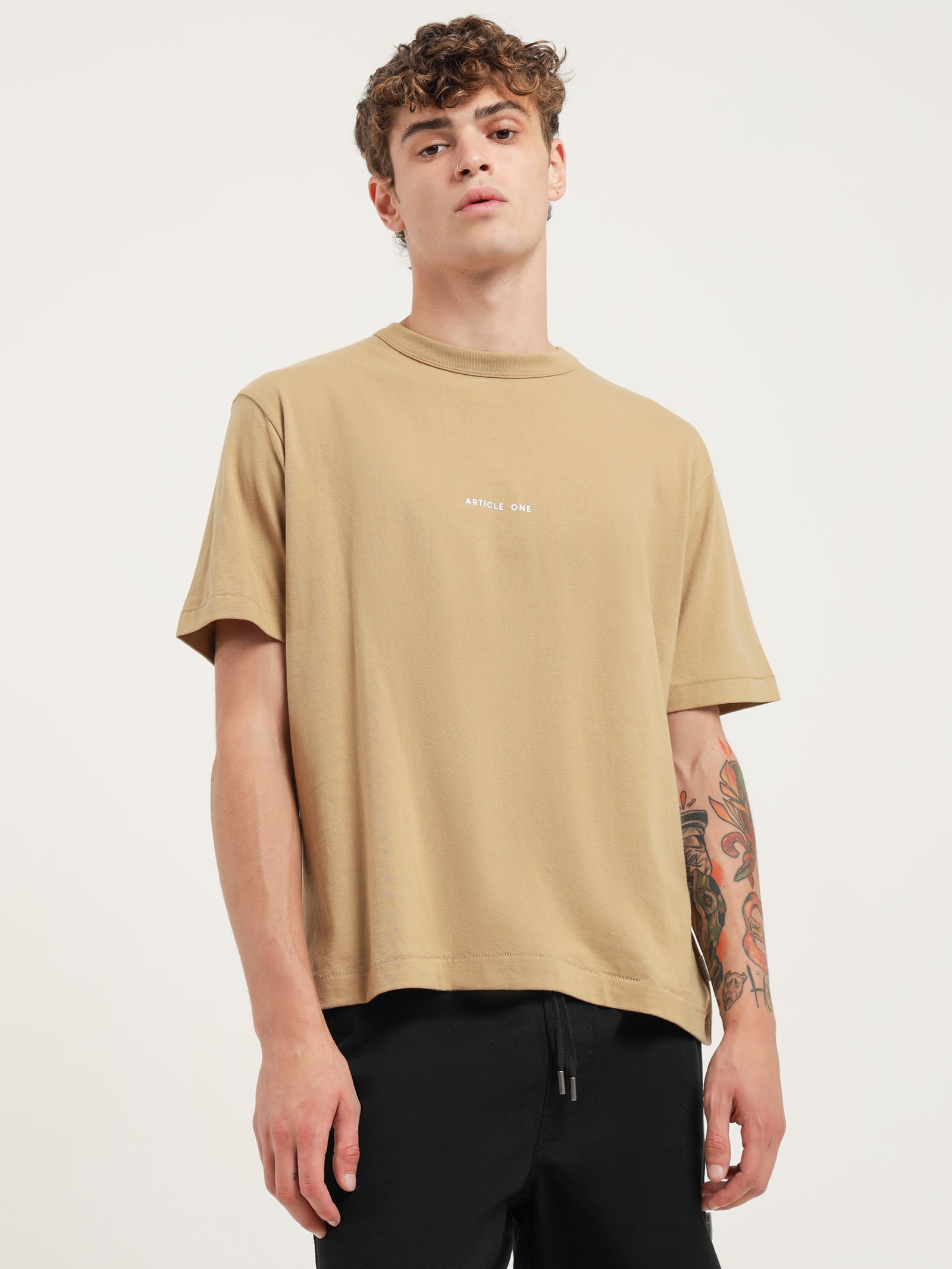 Article one Minimal Logo T-Shirt in Ochre Ochre | Glue Store