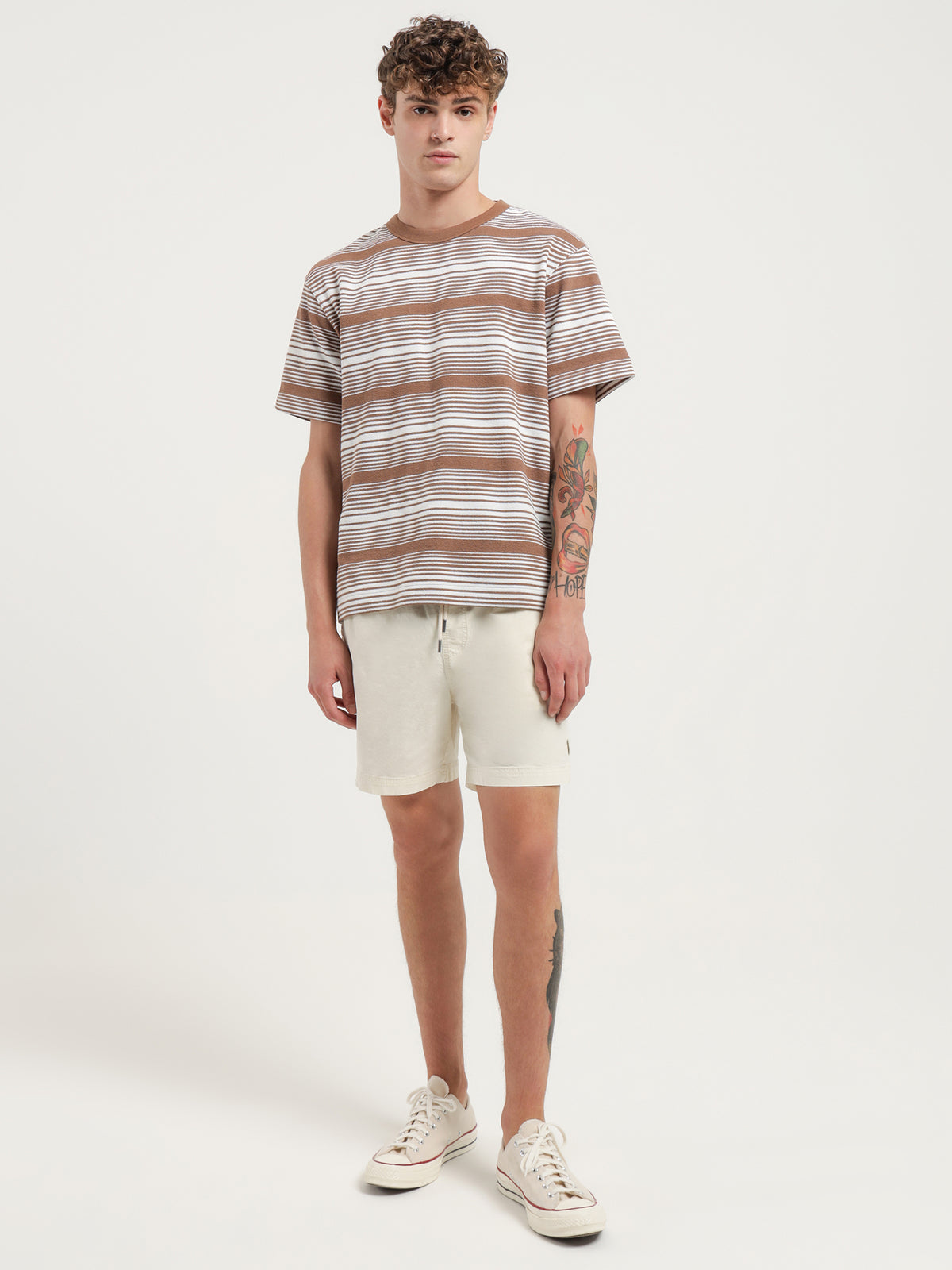 Article One Clemens T-Shirt in Camel | Camel Stripe