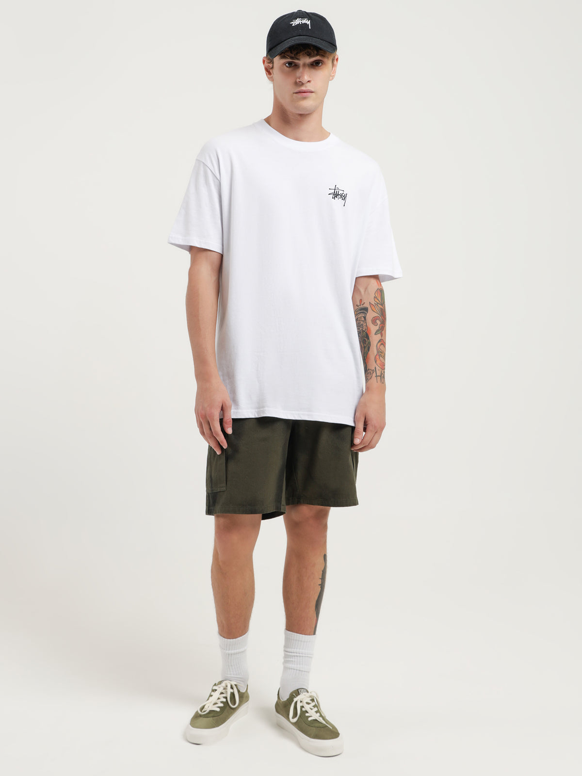 Stussy Happy Flower 50/50 T-Shirt in White | White