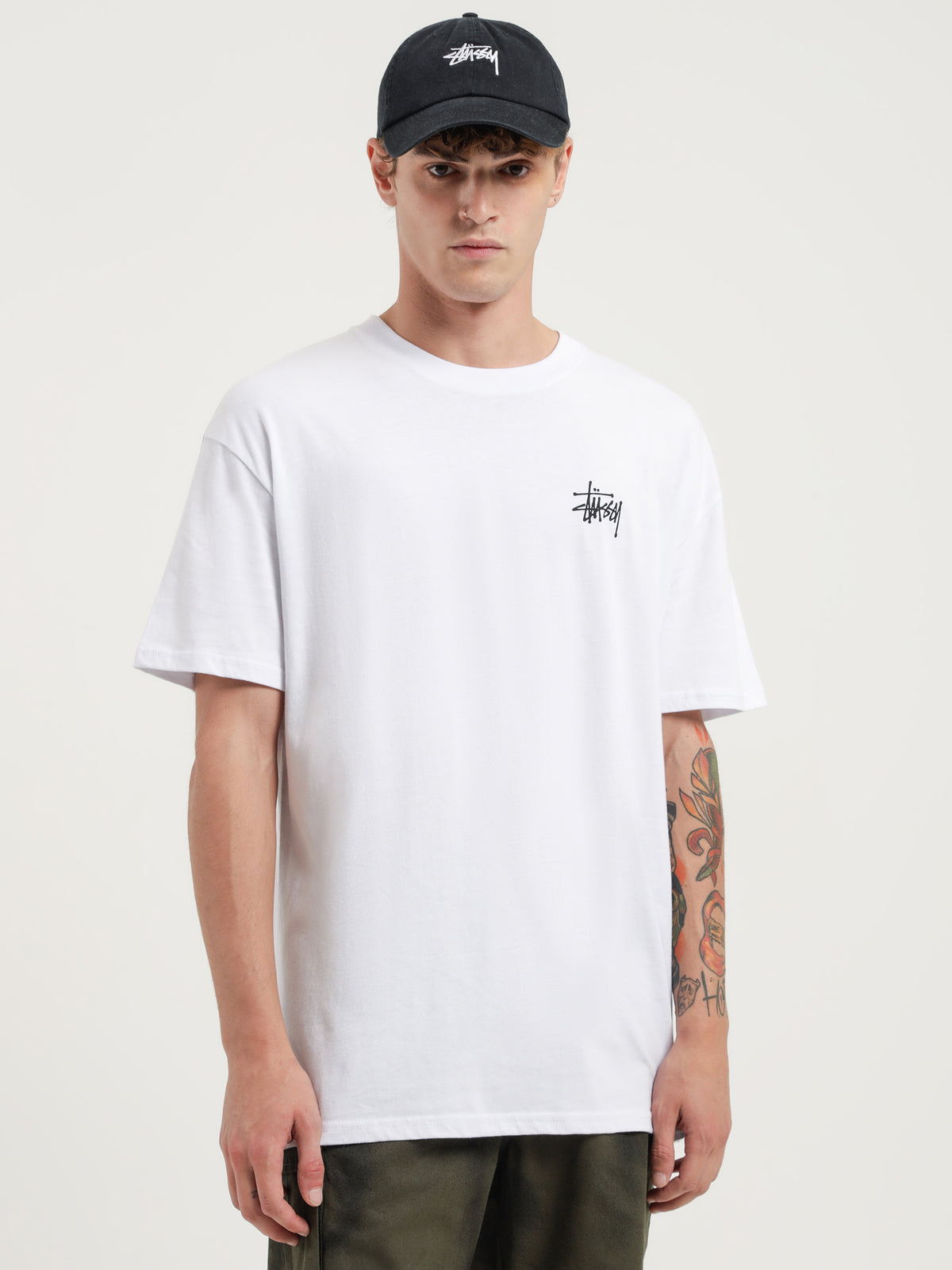 Stussy Happy Flower 50/50 T-Shirt in White | White