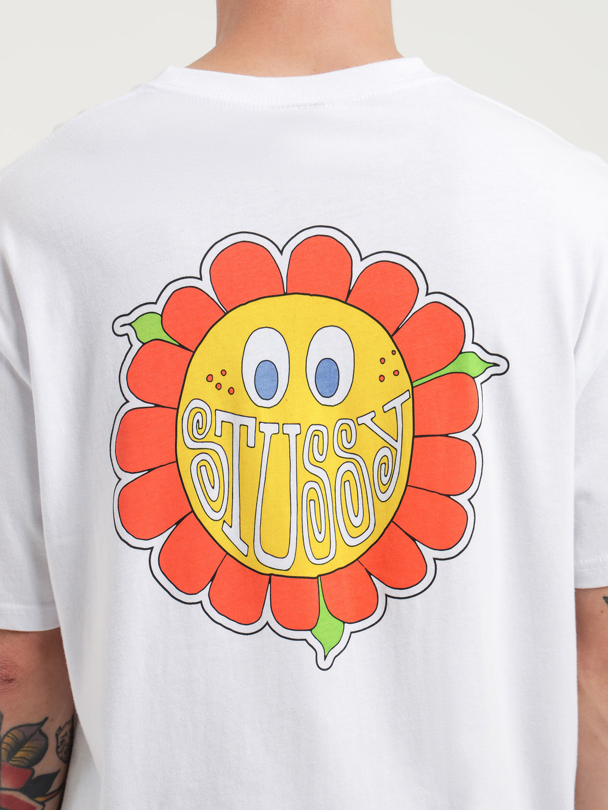 Stussy Happy Flower 50/50 T-Shirt in White | White