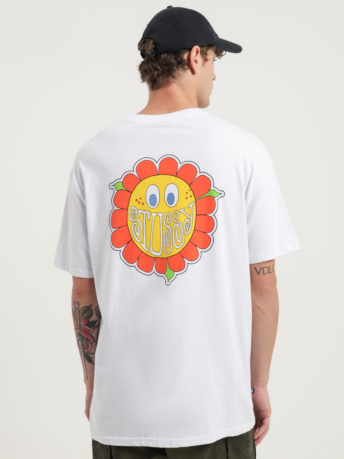 Stussy Happy Flower 50/50 T-Shirt in White | White