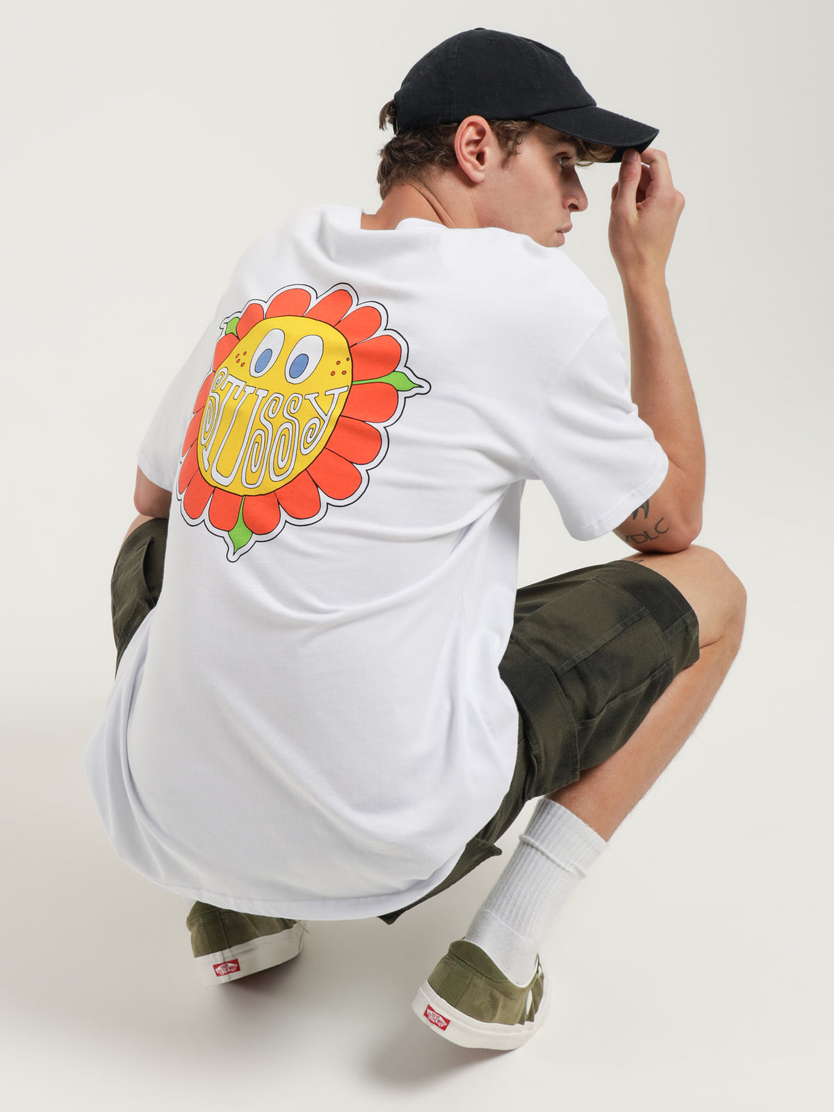 Stussy Happy Flower 50/50 T-Shirt in White | White