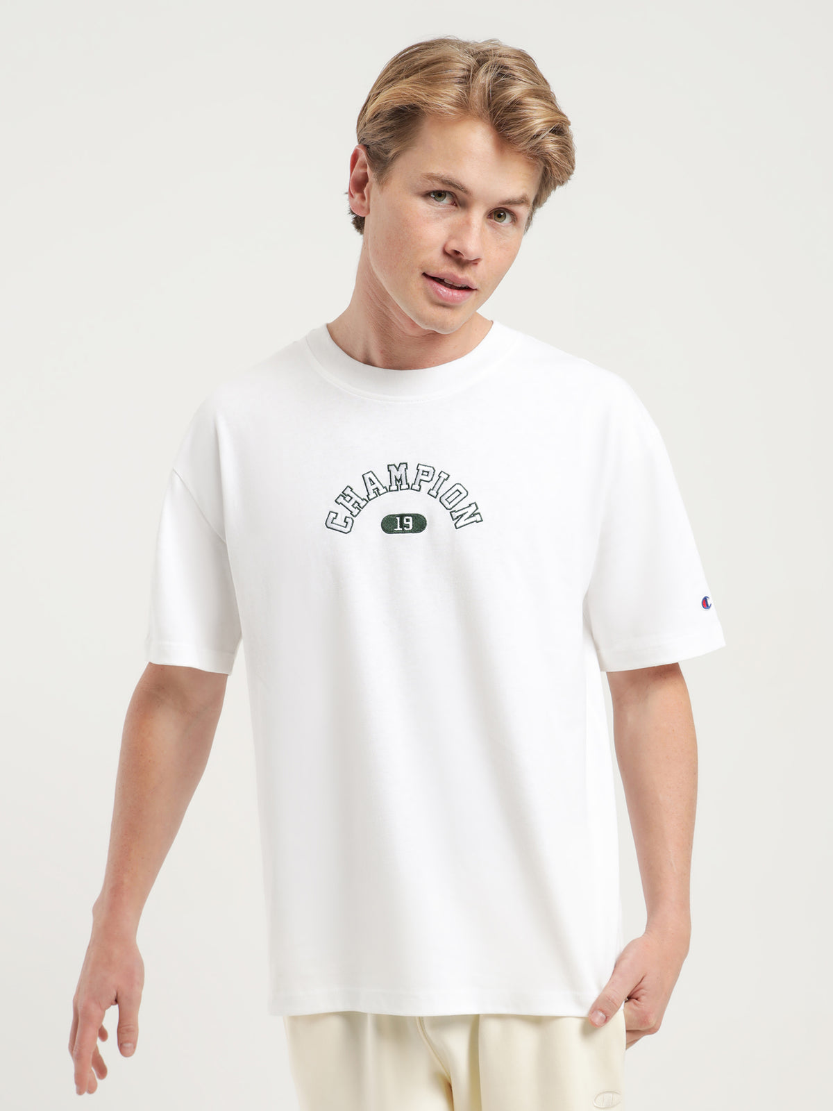 Champion Heritage Arched T-Shirt in White | White