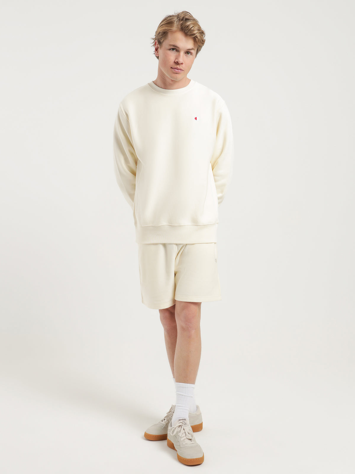 Champion Reverse Weave Crew in Chalk White | Chalk