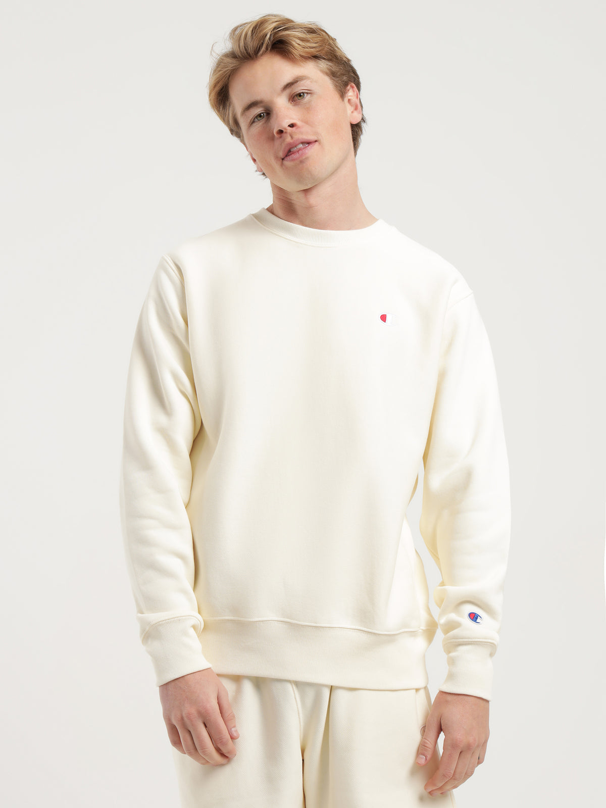 Champion Reverse Weave Crew in Chalk White | Chalk