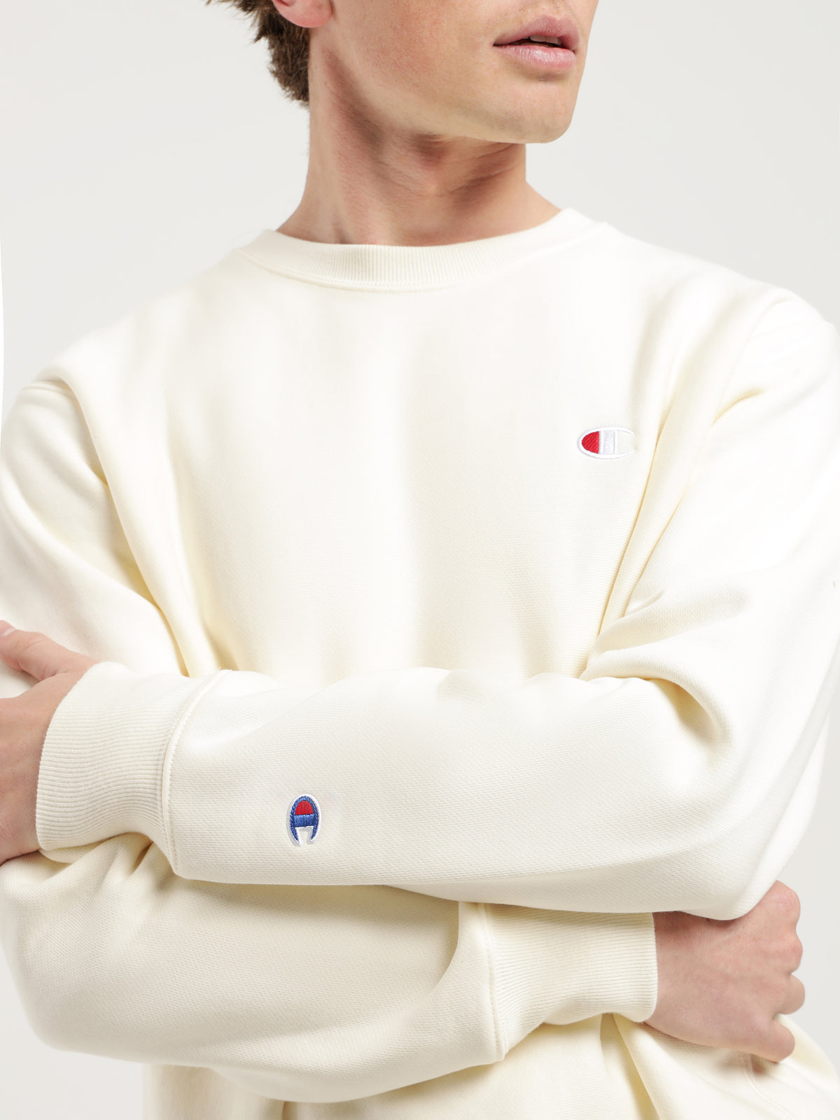 Champion Reverse Weave Crew in Chalk White | Chalk