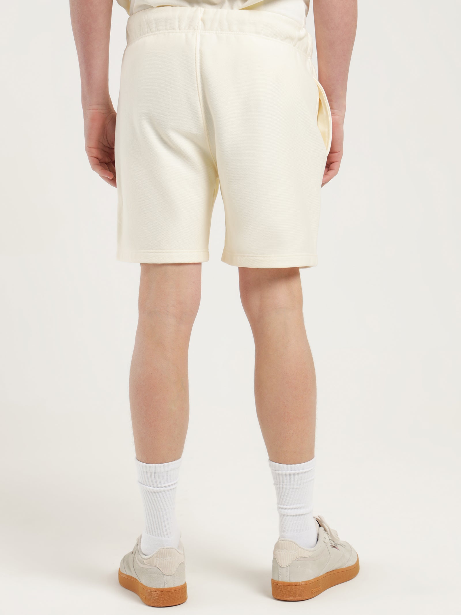 Reverse Weave Terry Relaxed Shorts in Chalk White