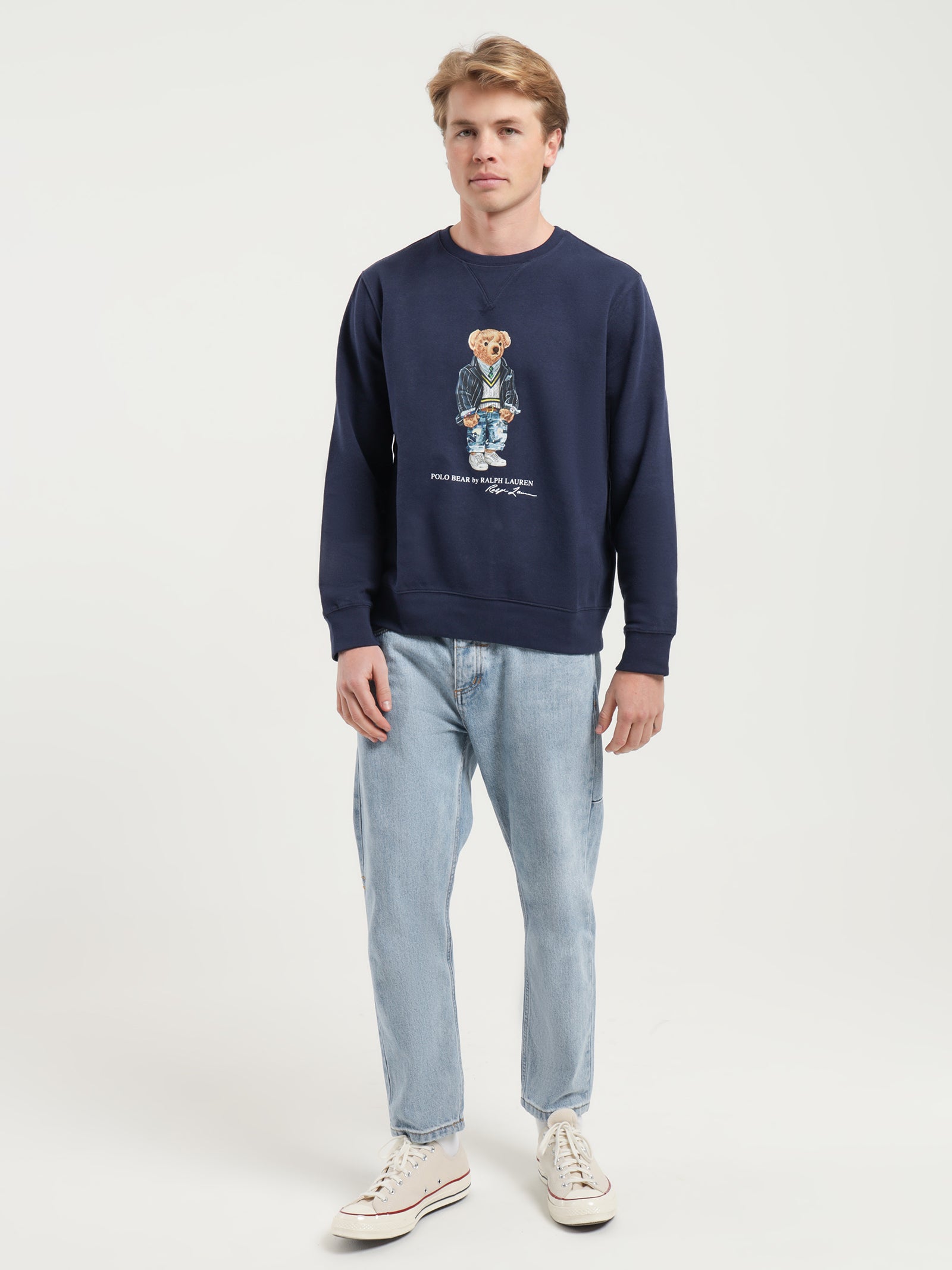 Heritage Bear Crew Sweat in Navy