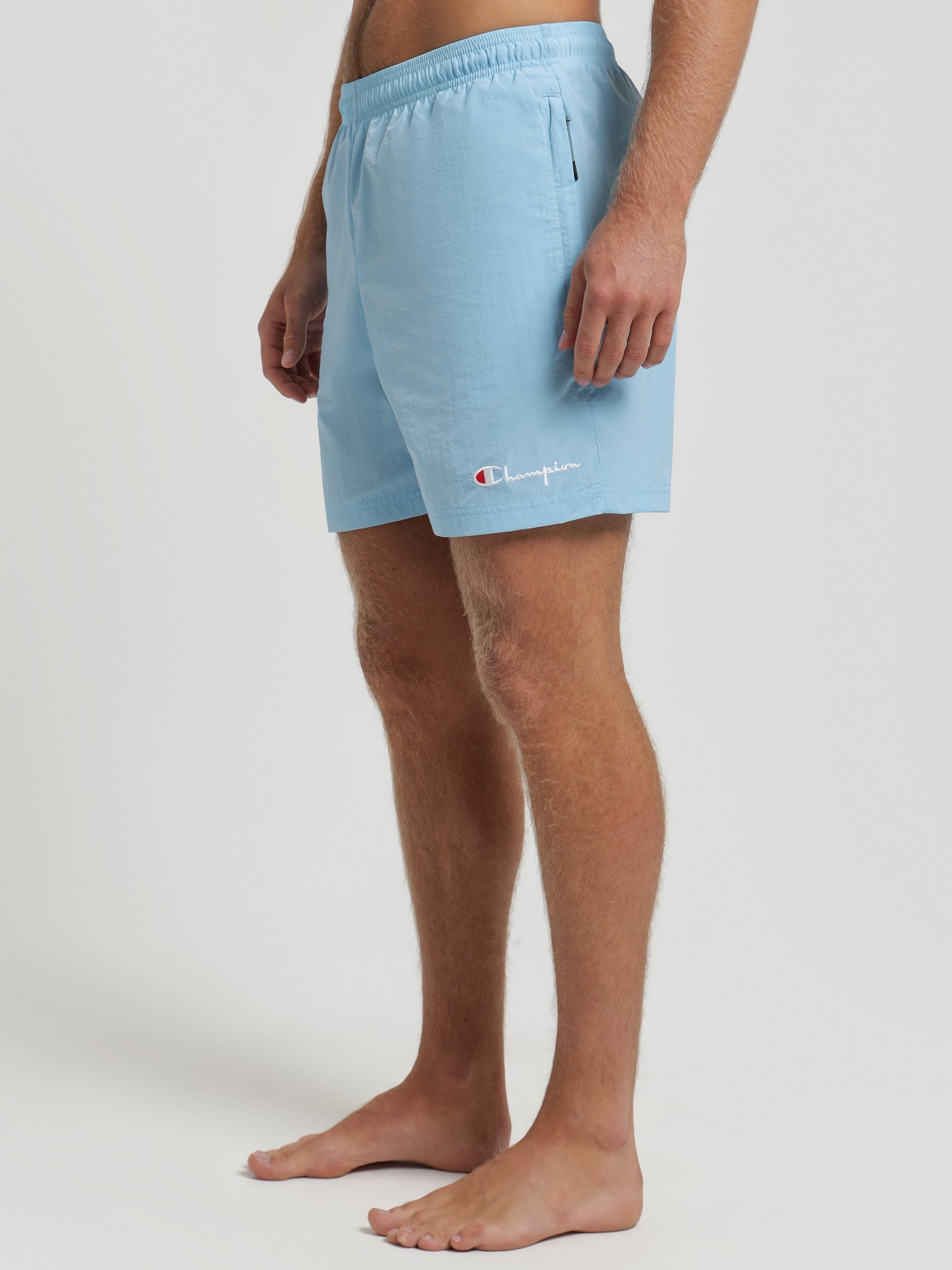 Collegiate Nylon Swim Shorts in Light Blue