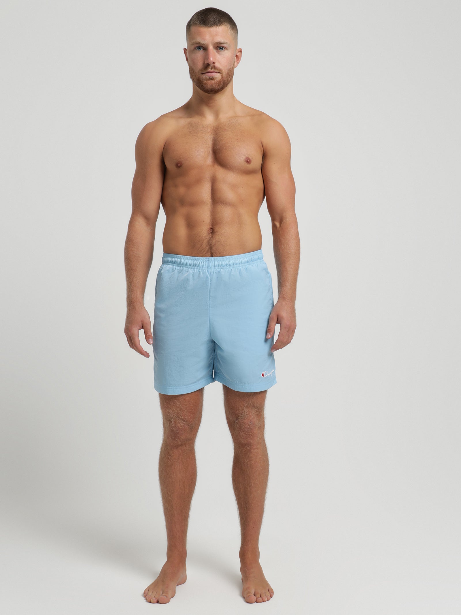 Collegiate Nylon Swim Shorts in Light Blue