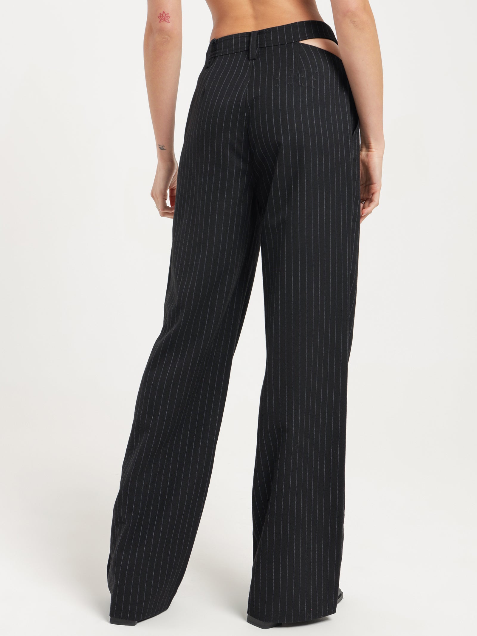 Detached Trousers in Black Pinstripe