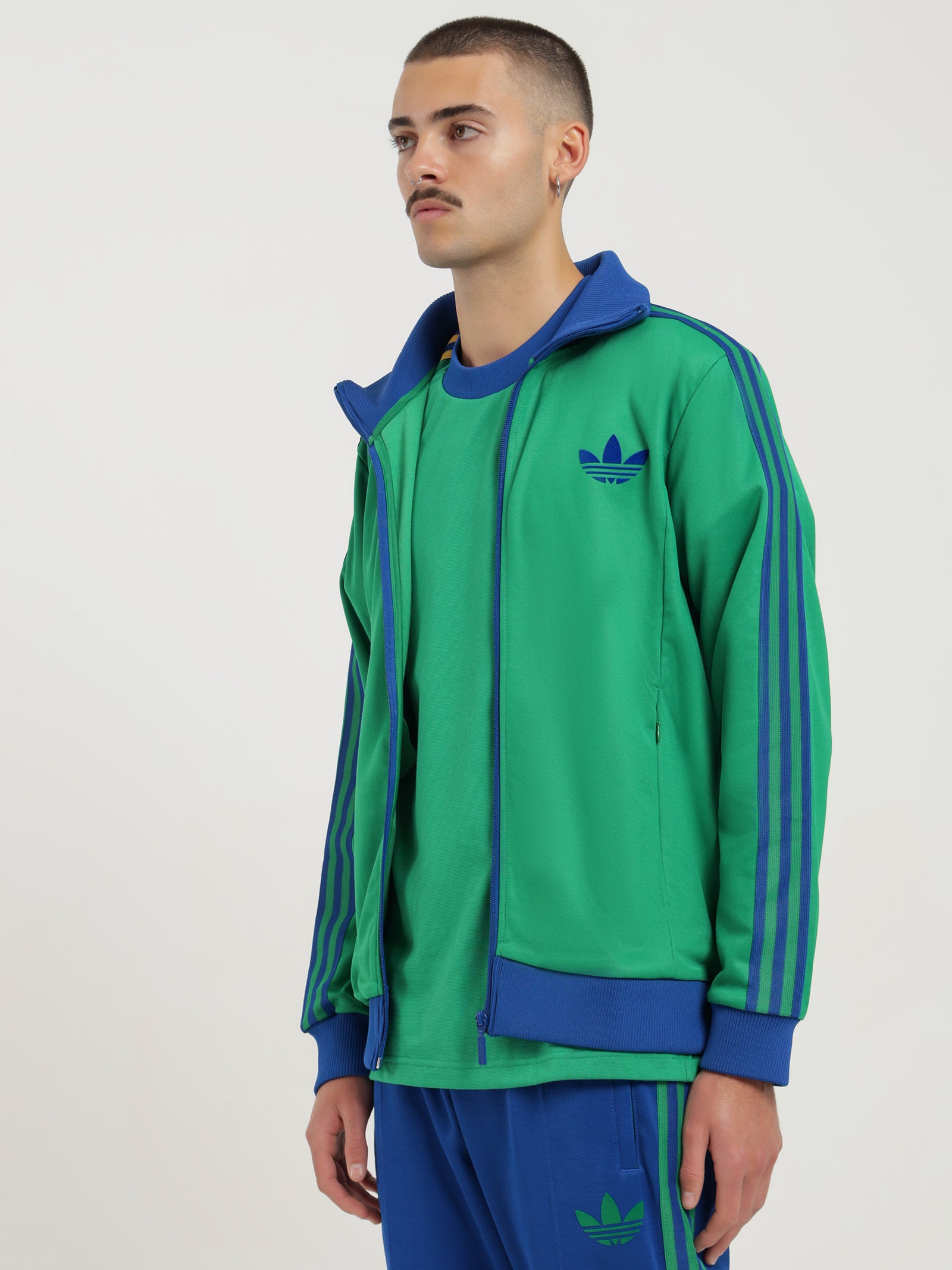 ADICOLOR 70s Heritage Now Striped Track Top in Green - Glue Store