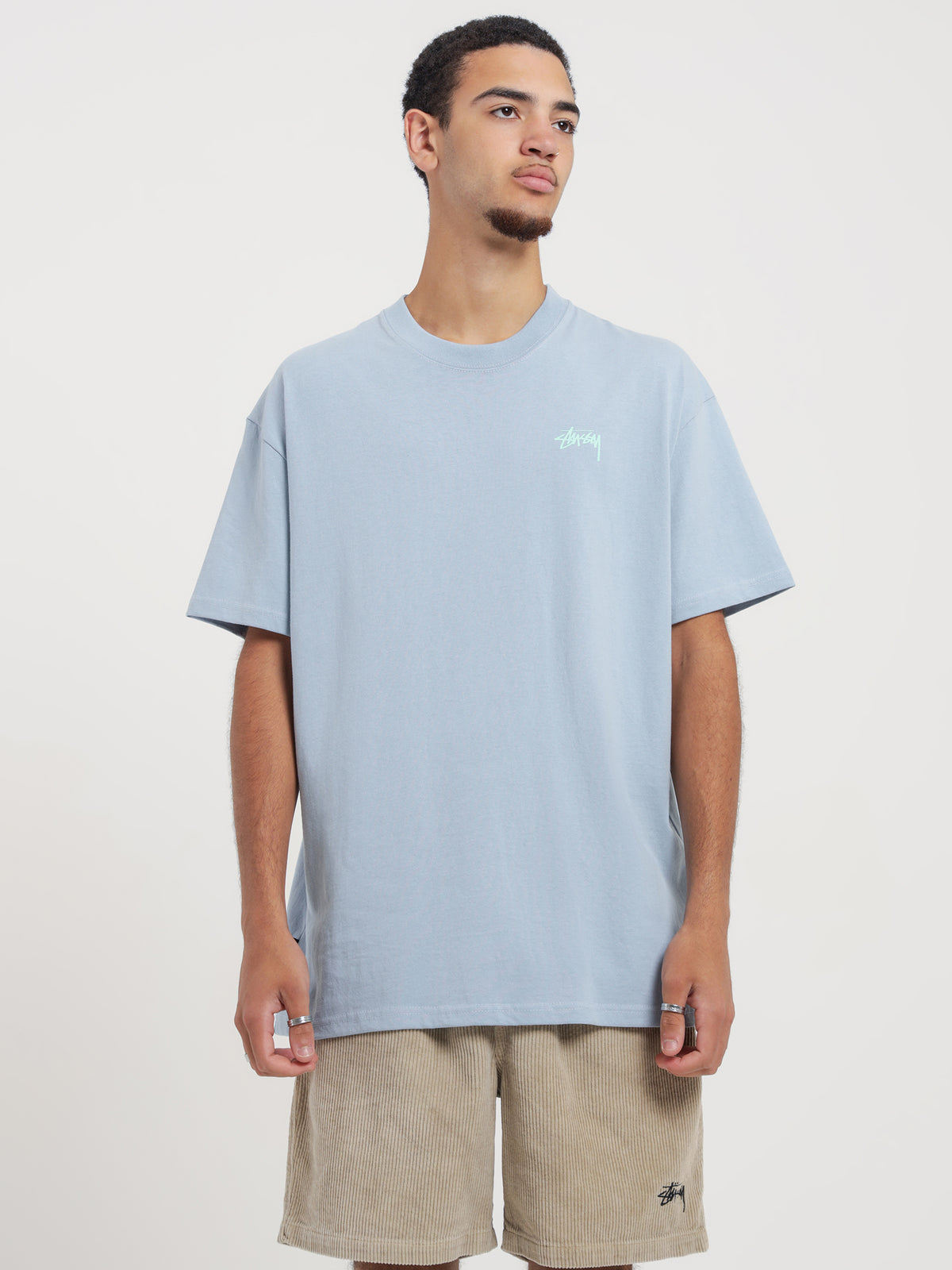 Stussy Serotonin Heavyweight T-Shirt in Light Blue | Light Blue