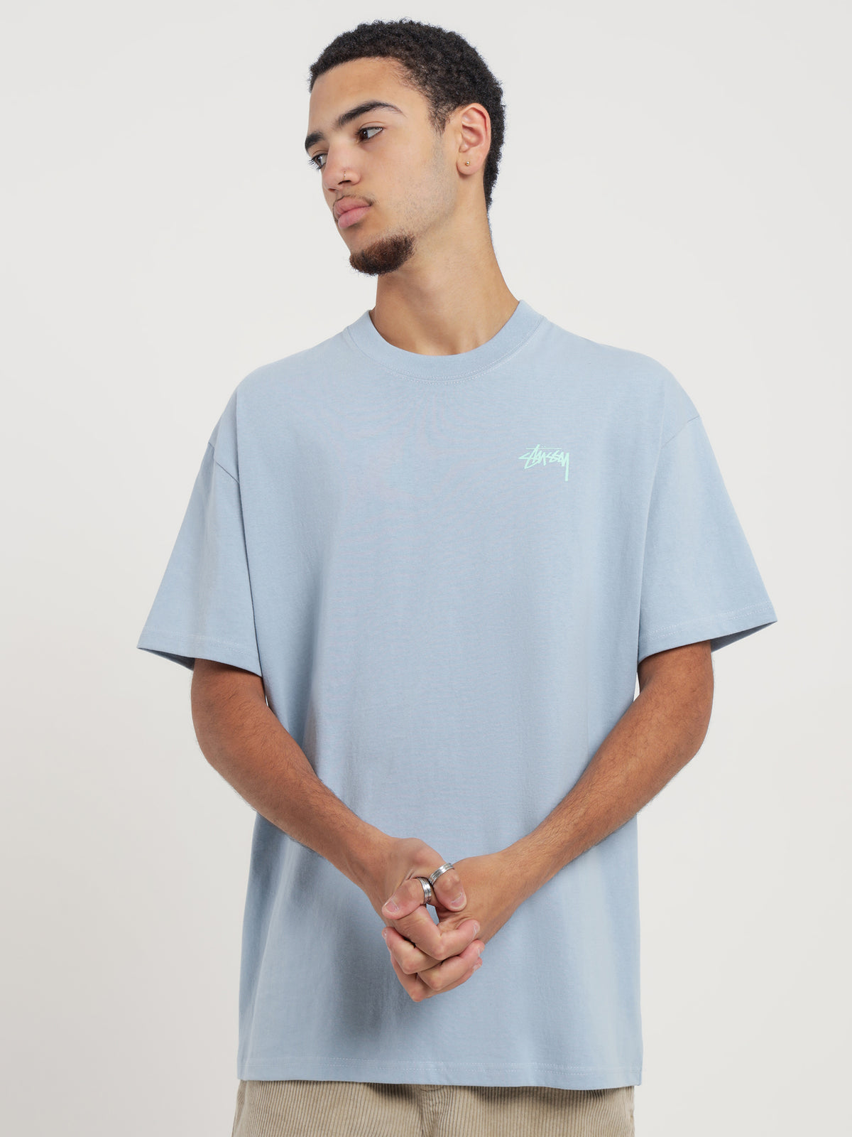 Stussy Serotonin Heavyweight T-Shirt in Light Blue | Light Blue