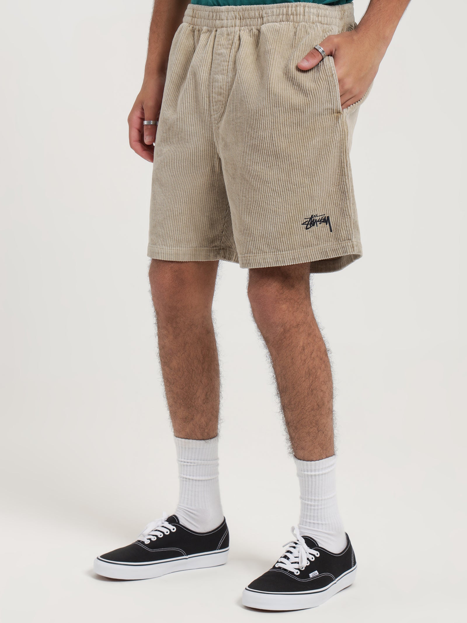 Wide Wale Cord Shorts in Smoke Brown