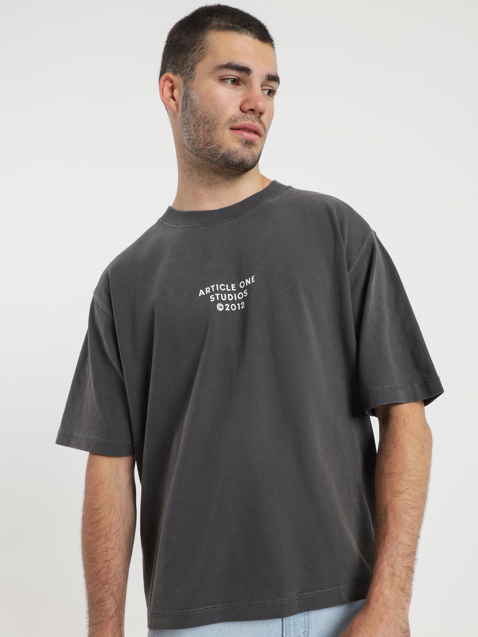 Relaxed fit short sleeve cotton T-shirt - Studio · Black, White, Dark Blue  · T-shirts And Polo Shirts