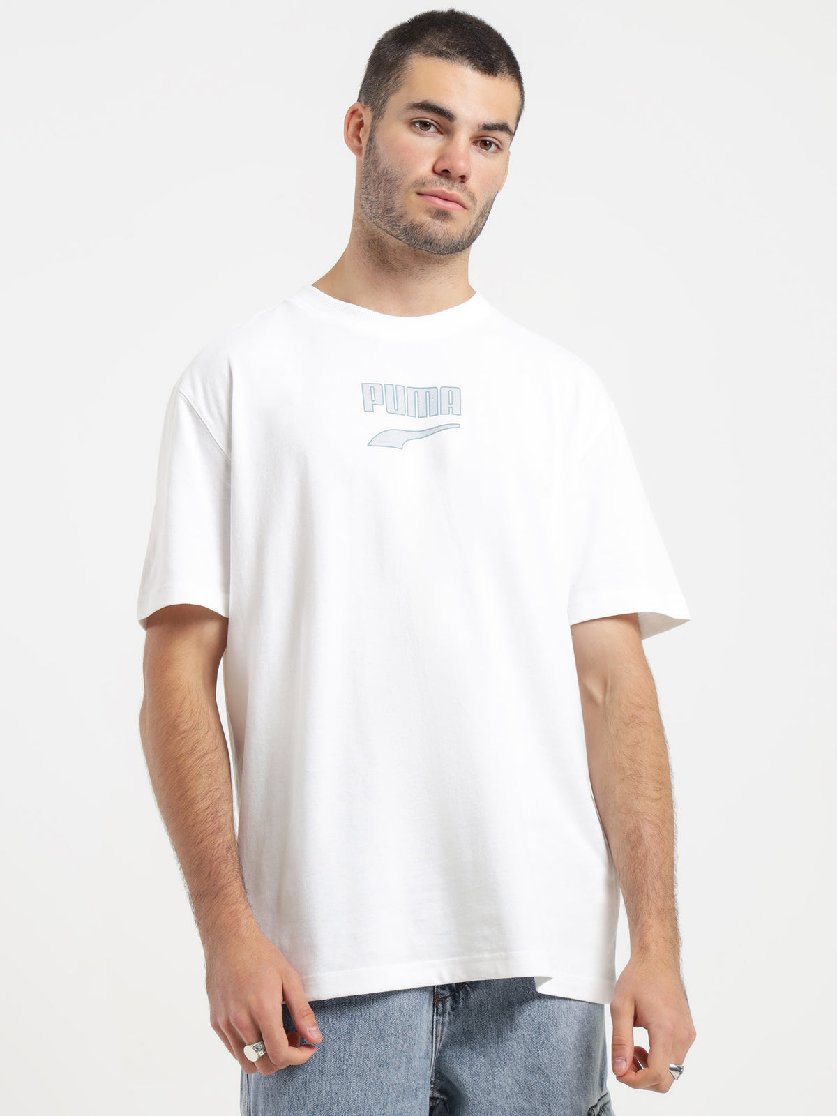 Puma Downtown Logo T-Shirt in White | White