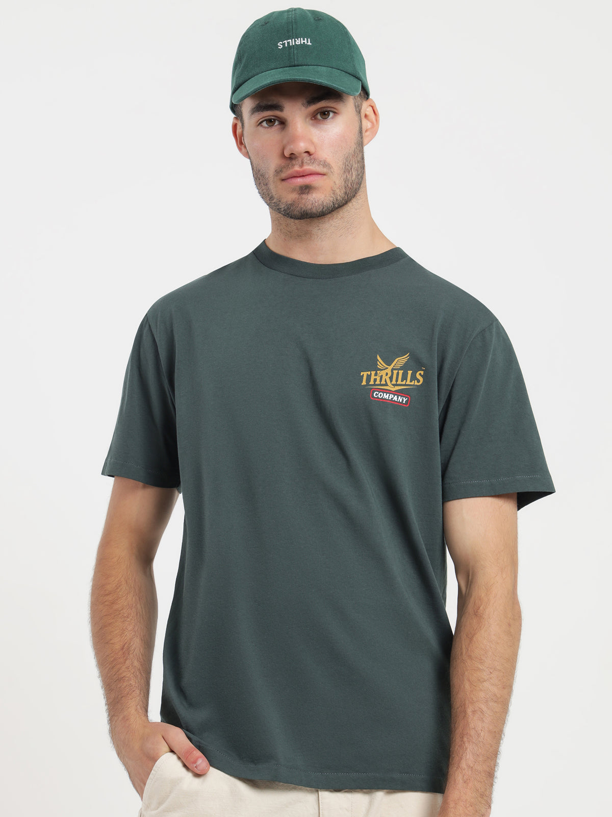 Thrills Golden Paradise Merch Fit T-Shirt in Forest Green | Forest