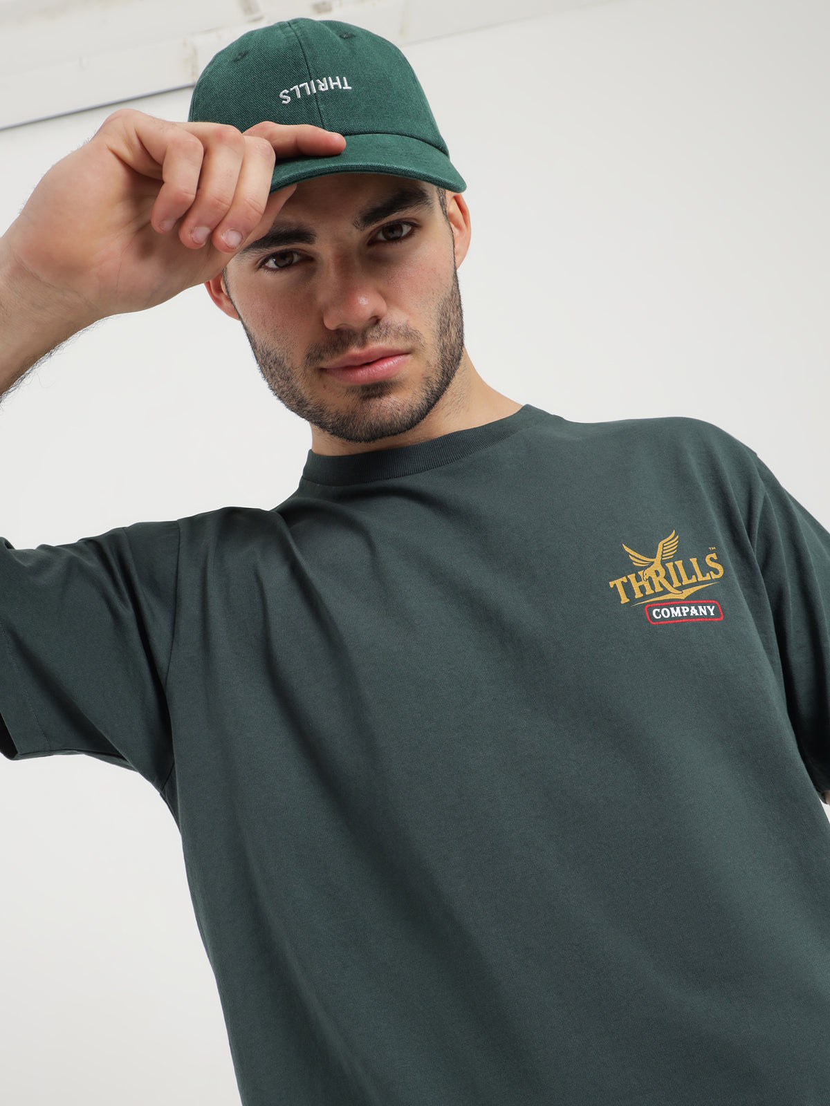 Thrills Golden Paradise Merch Fit T-Shirt in Forest Green | Forest