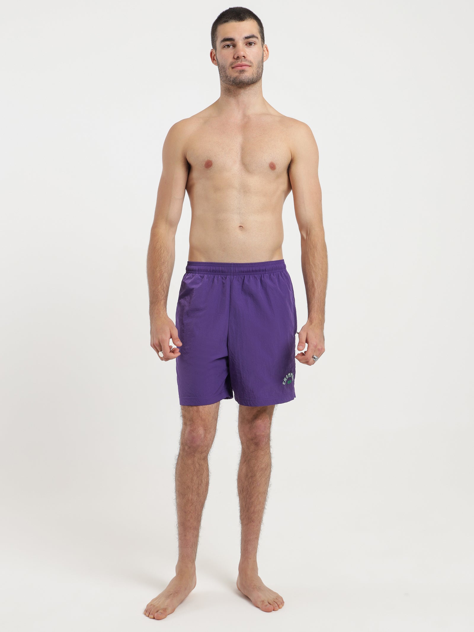 Collegiate Nylon Swim Shorts in Purple