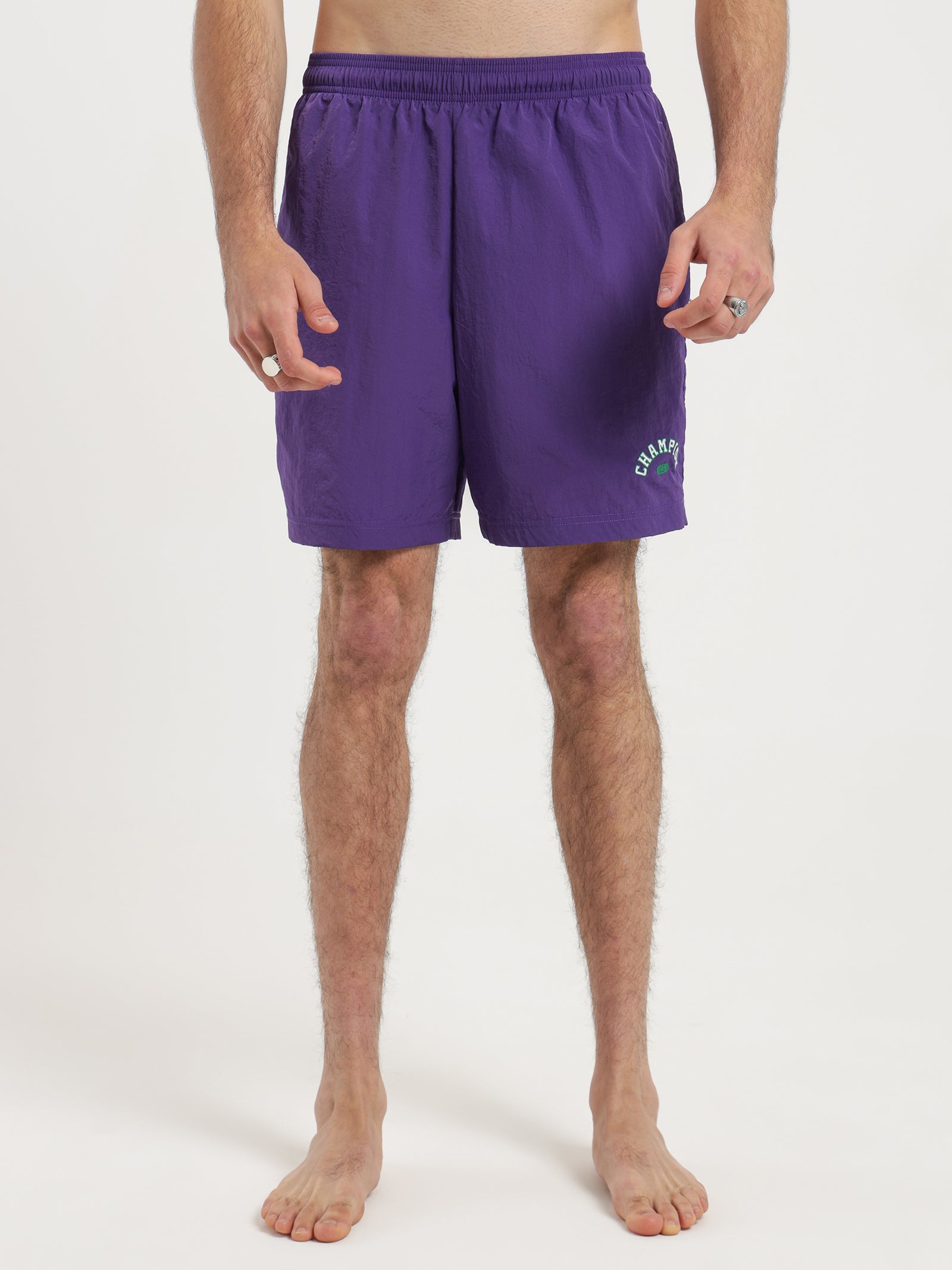 Collegiate Nylon Swim Shorts in Purple