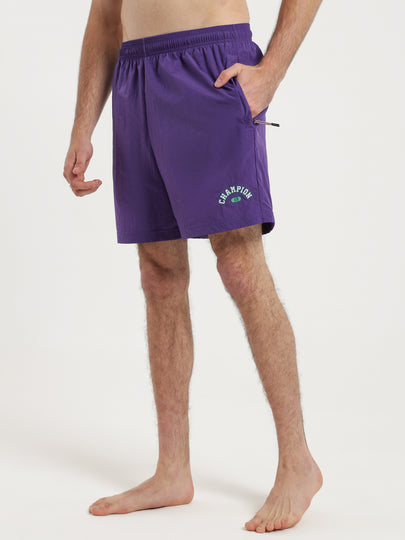 Collegiate Nylon Swim Shorts in Purple