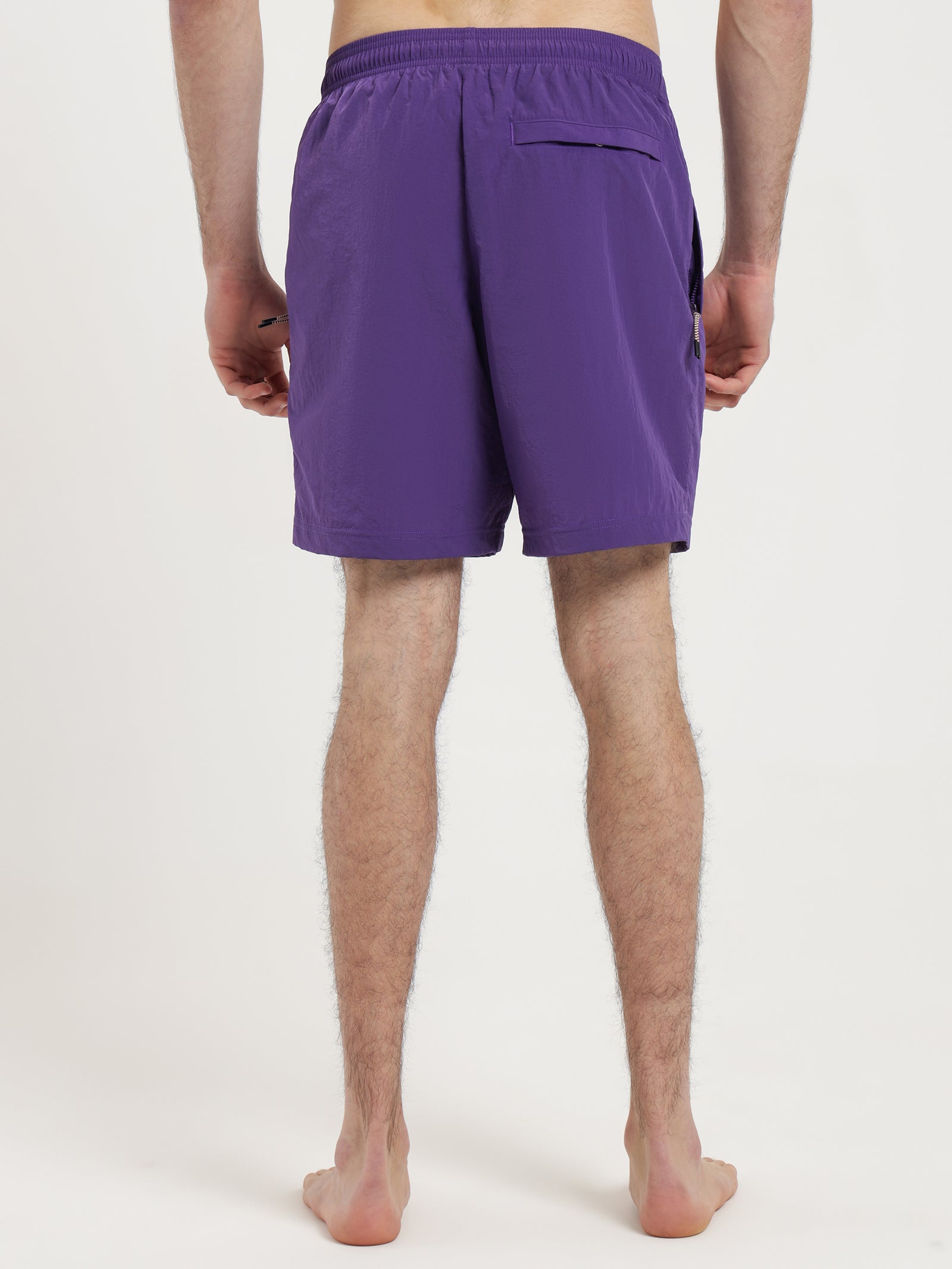 Collegiate Nylon Swim Shorts in Purple