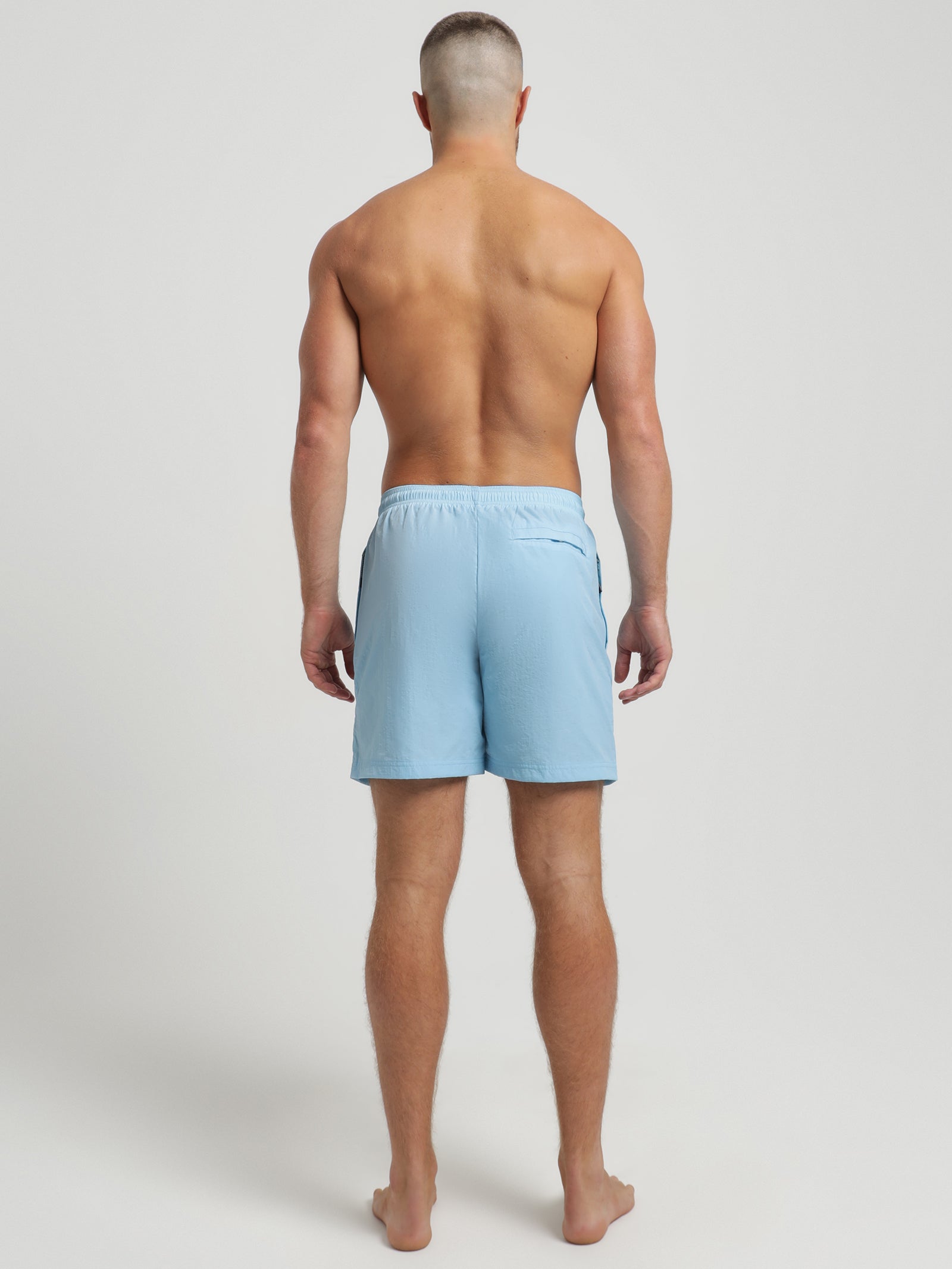 Collegiate Nylon Swim Shorts in Light Blue